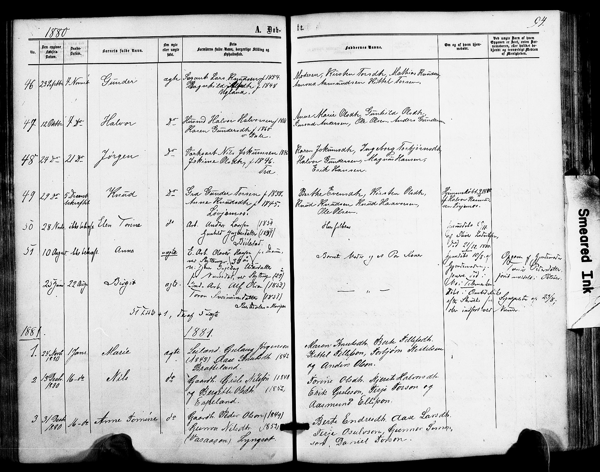 Froland sokneprestkontor, AV/SAK-1111-0013/F/Fa/L0003: Parish register (official) no. A 3, 1864-1881, p. 94