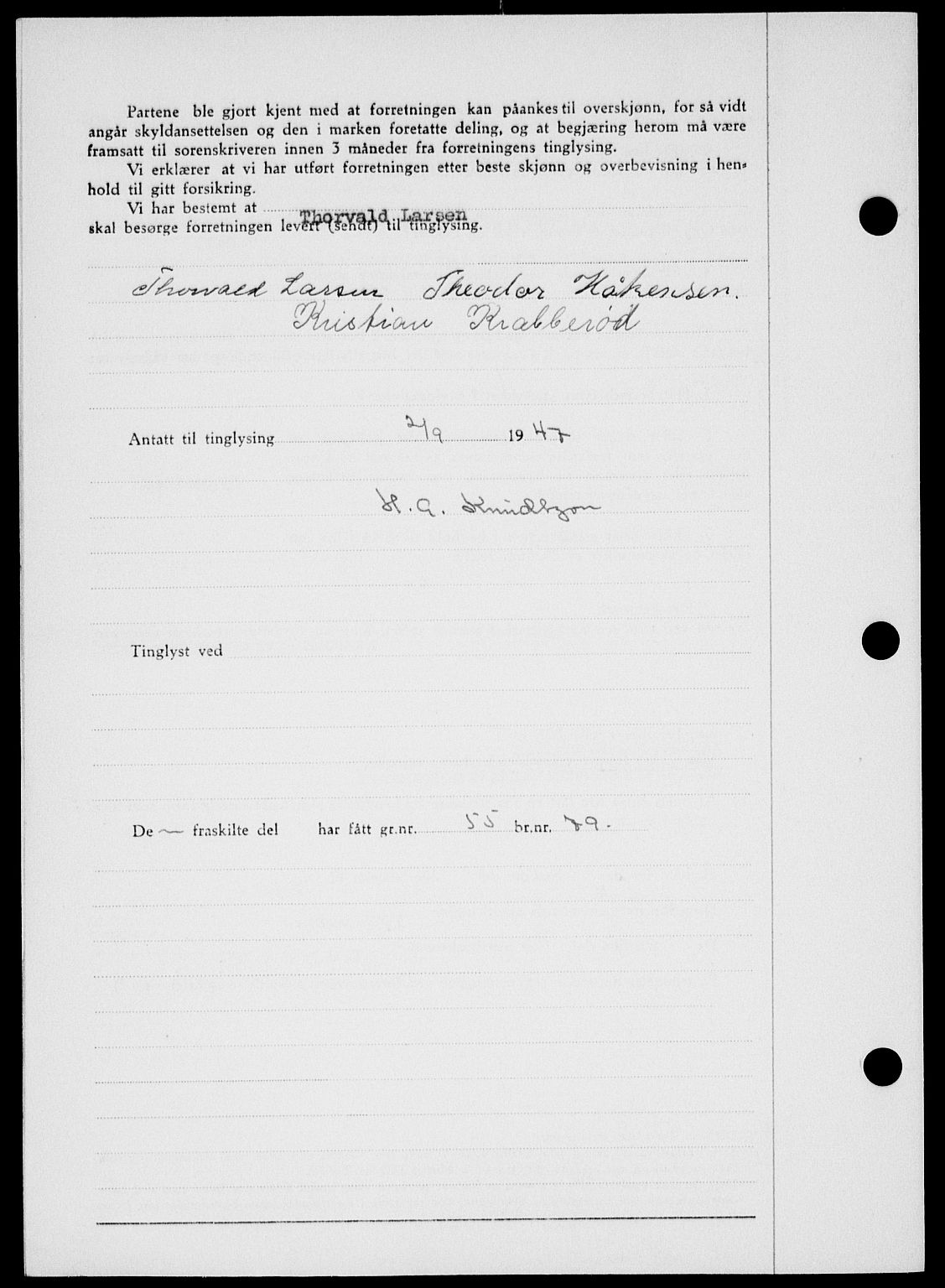 Onsøy sorenskriveri, SAO/A-10474/G/Ga/Gab/L0021: Mortgage book no. II A-21, 1947-1947, Diary no: : 2297/1947