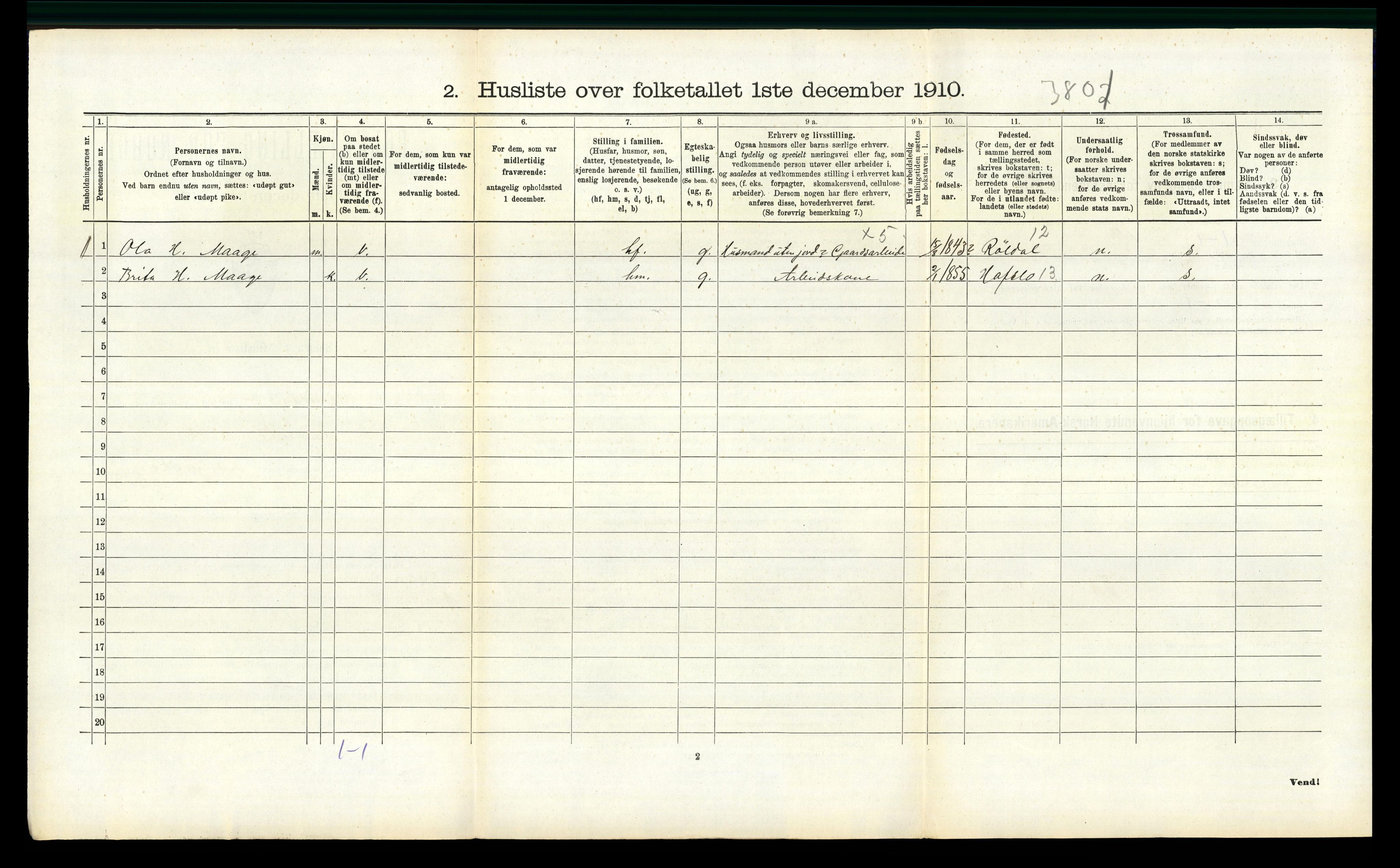 RA, 1910 census for Ullensvang, 1910, p. 816