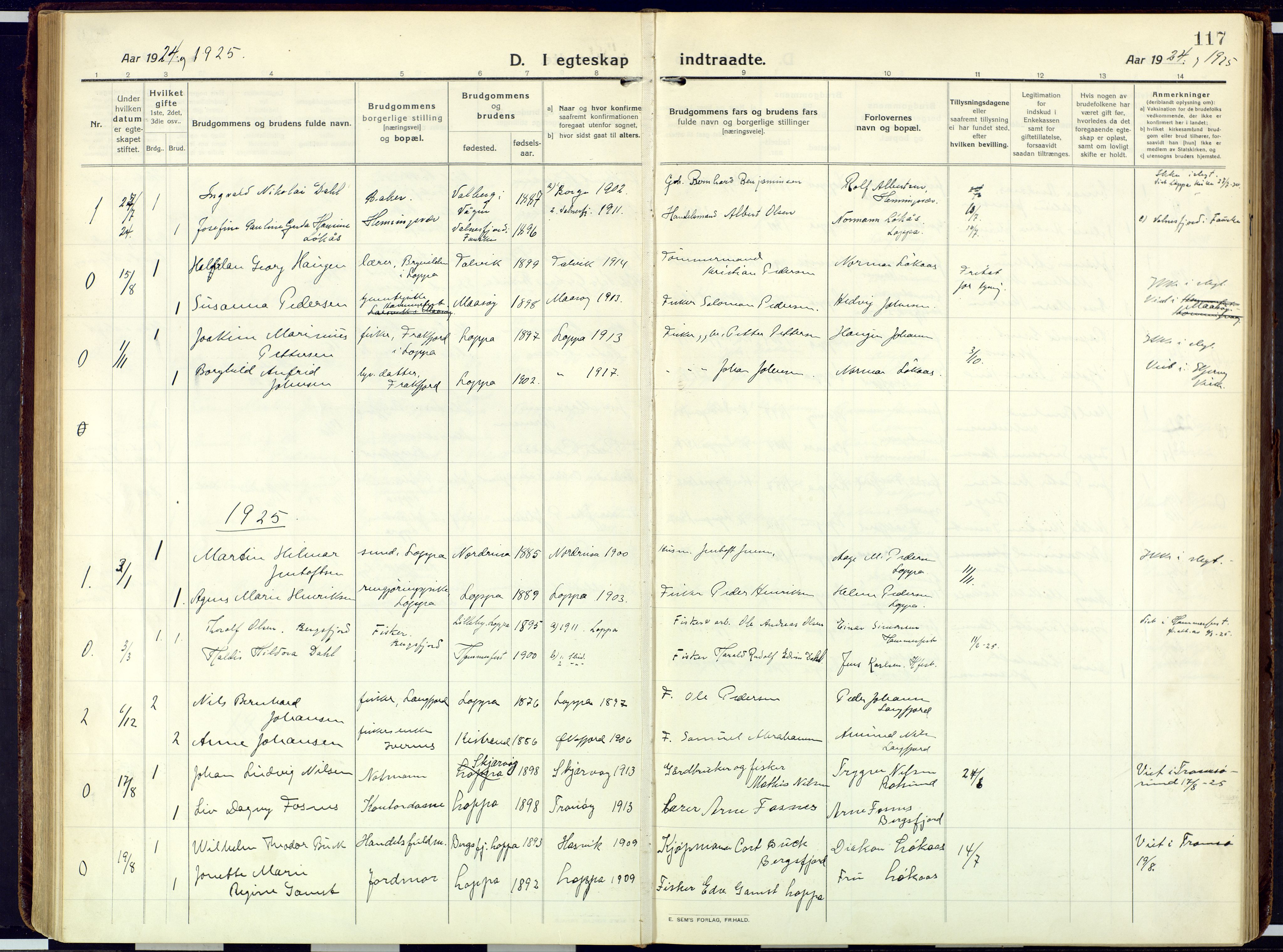 Loppa sokneprestkontor, SATØ/S-1339/H/Ha/L0013kirke: Parish register (official) no. 13, 1920-1932, p. 117