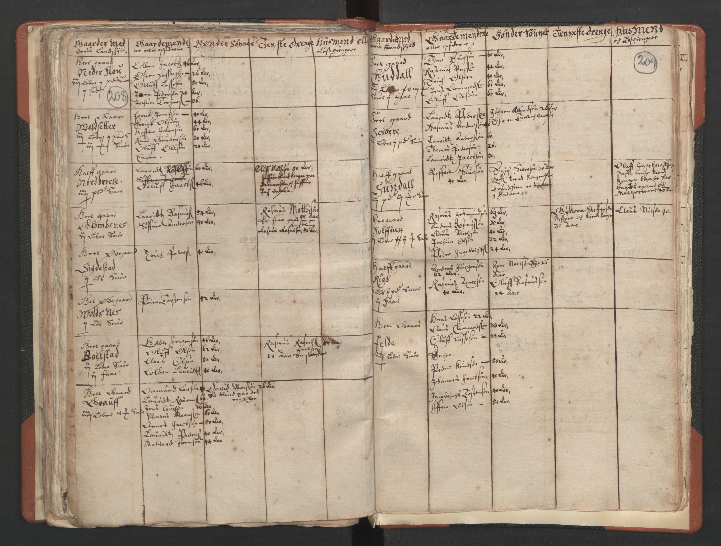 RA, Vicar's Census 1664-1666, no. 25: Nordfjord deanery, 1664-1666, p. 208-209