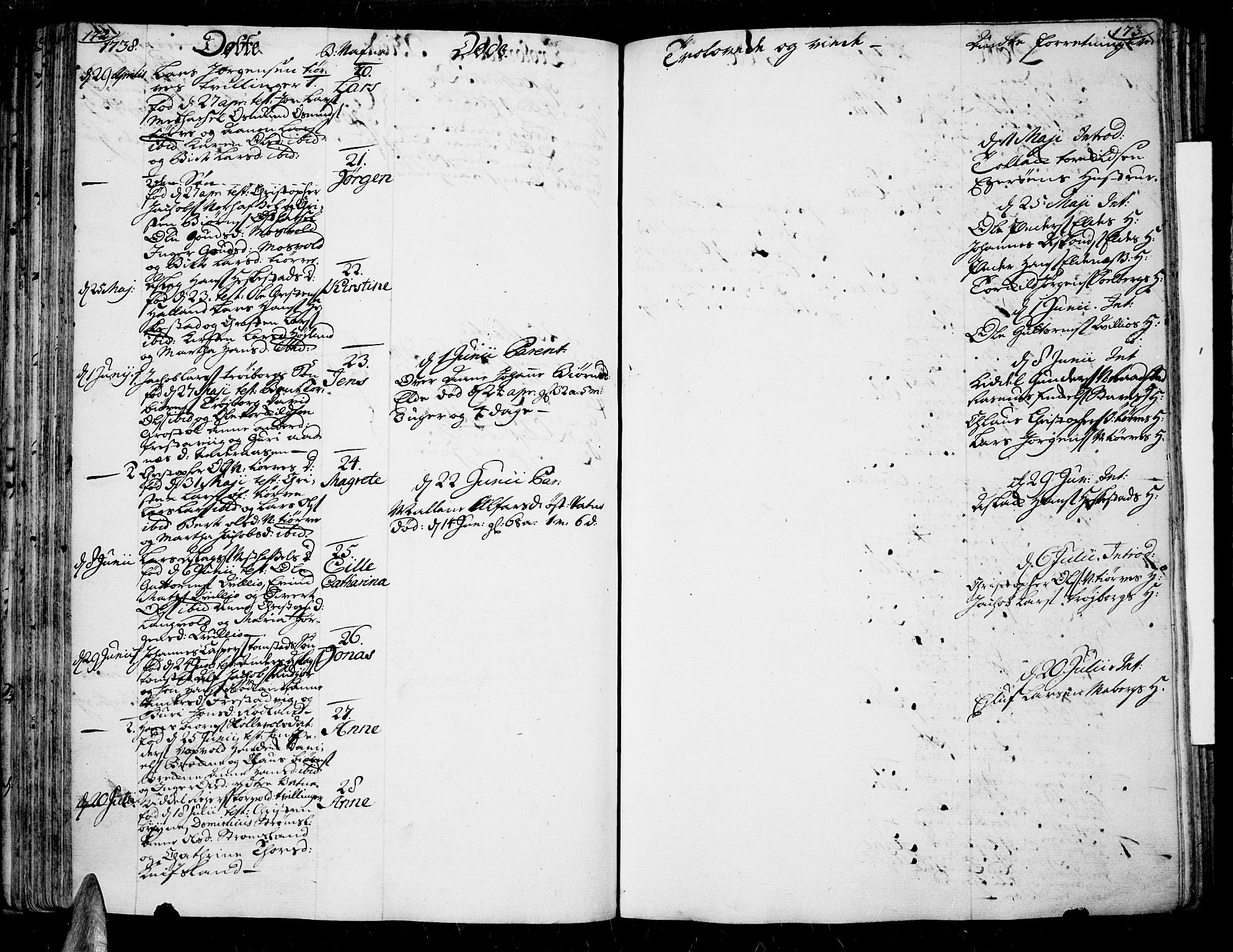 Lista sokneprestkontor, AV/SAK-1111-0027/F/Fa/L0002: Parish register (official) no. A 2 /1, 1726-1742, p. 172-173