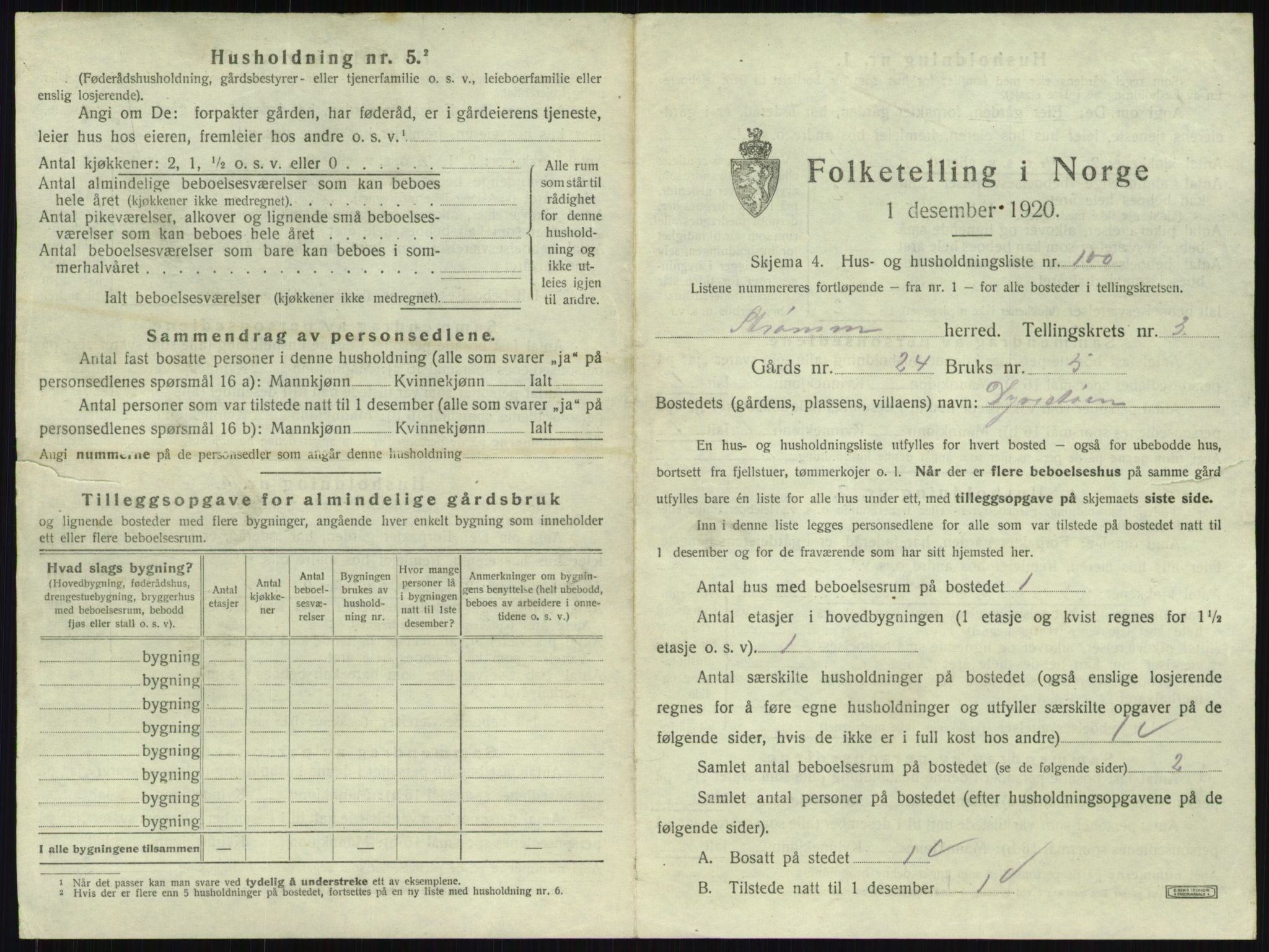 SAKO, 1920 census for Strømm, 1920, p. 428