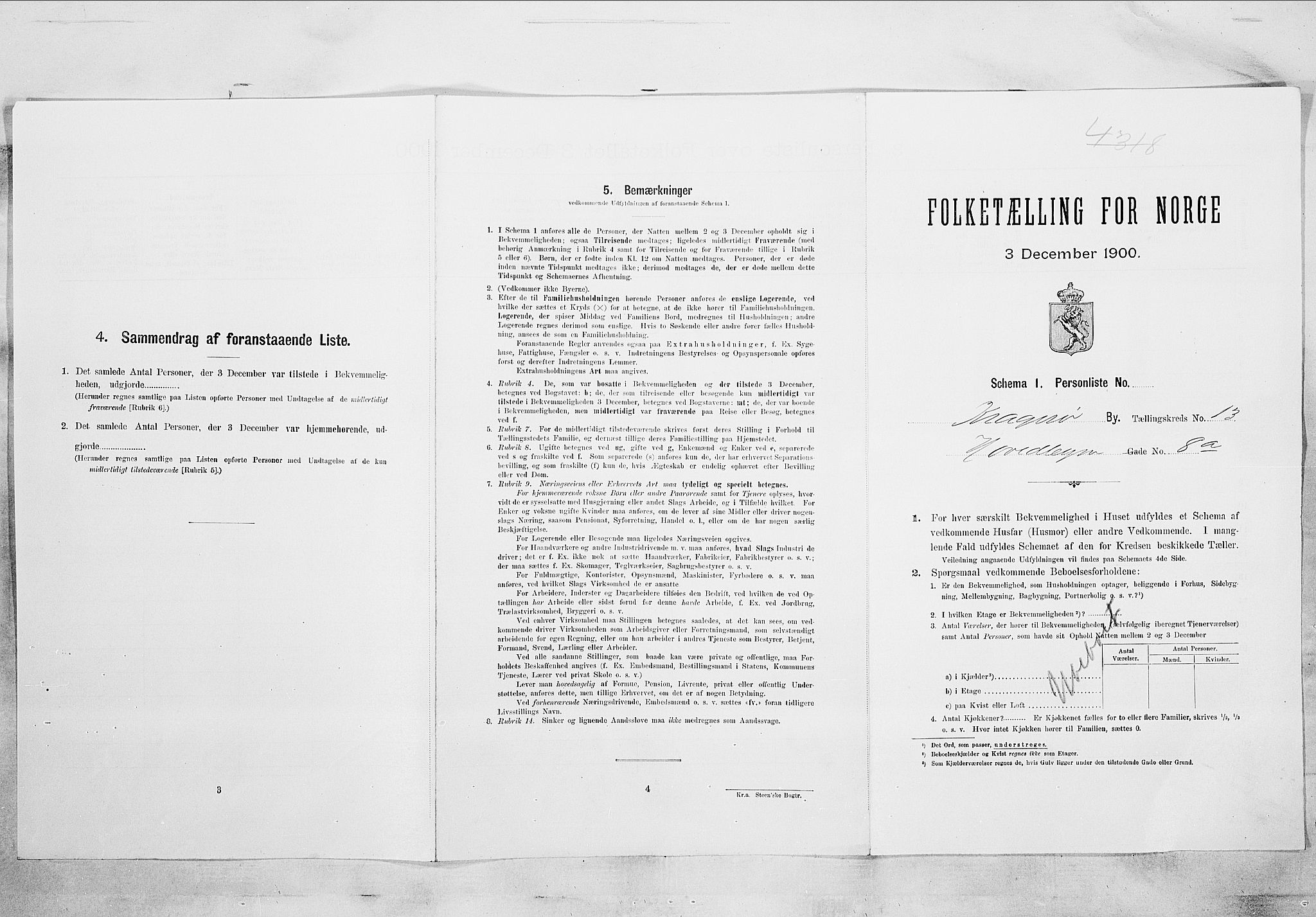 SAKO, 1900 census for Kragerø, 1900, p. 1674