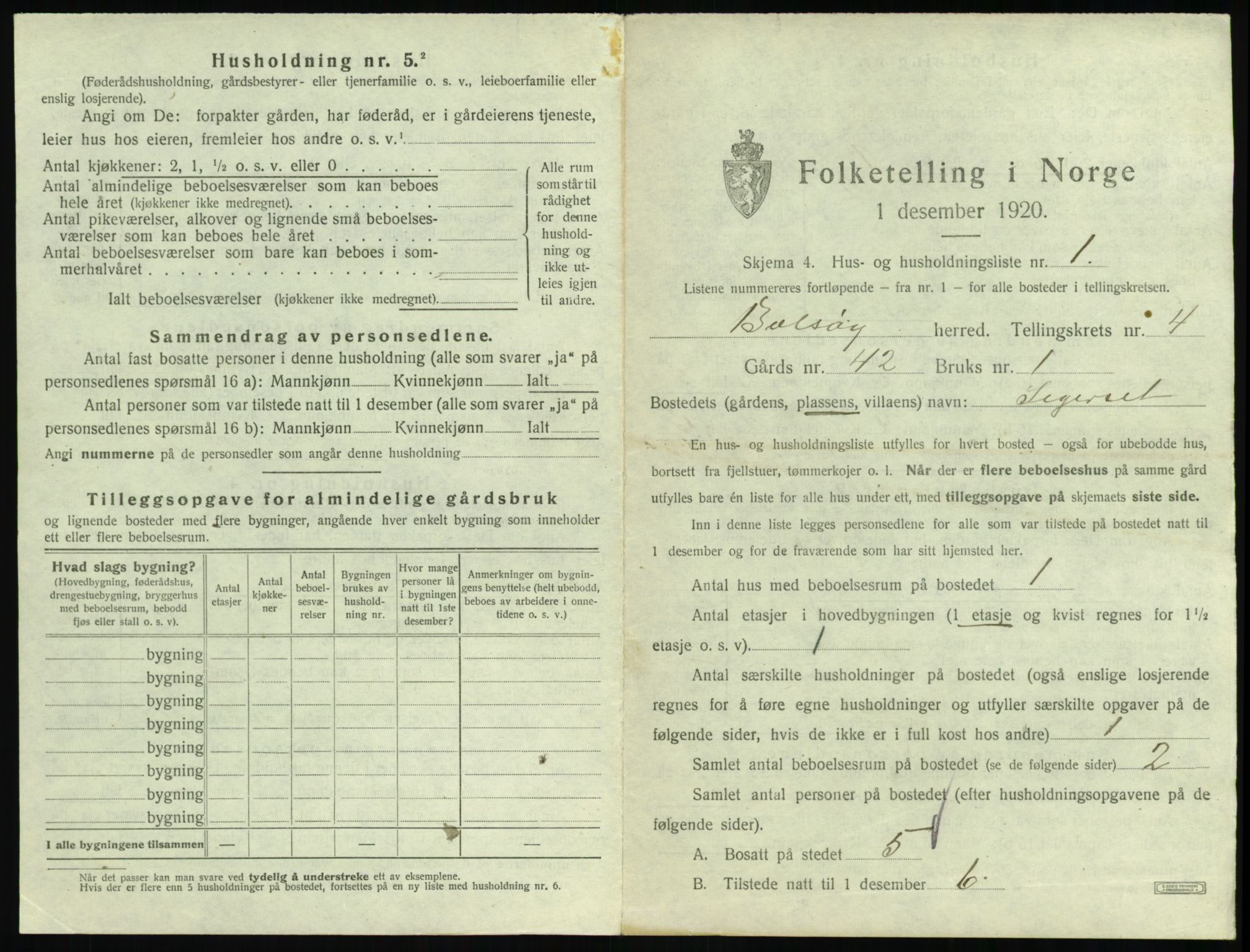 SAT, 1920 census for Bolsøy, 1920, p. 781