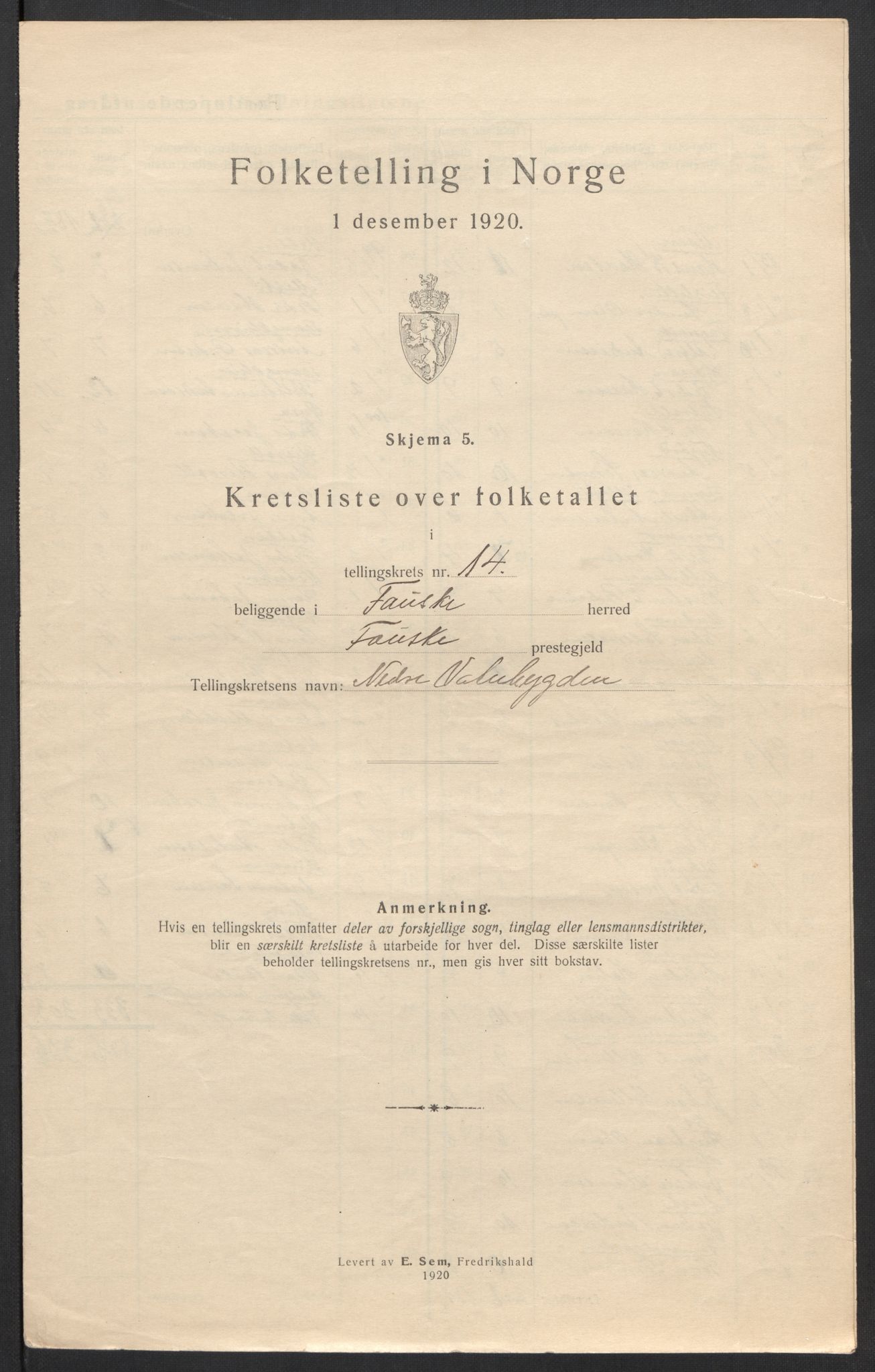 SAT, 1920 census for Fauske, 1920, p. 45