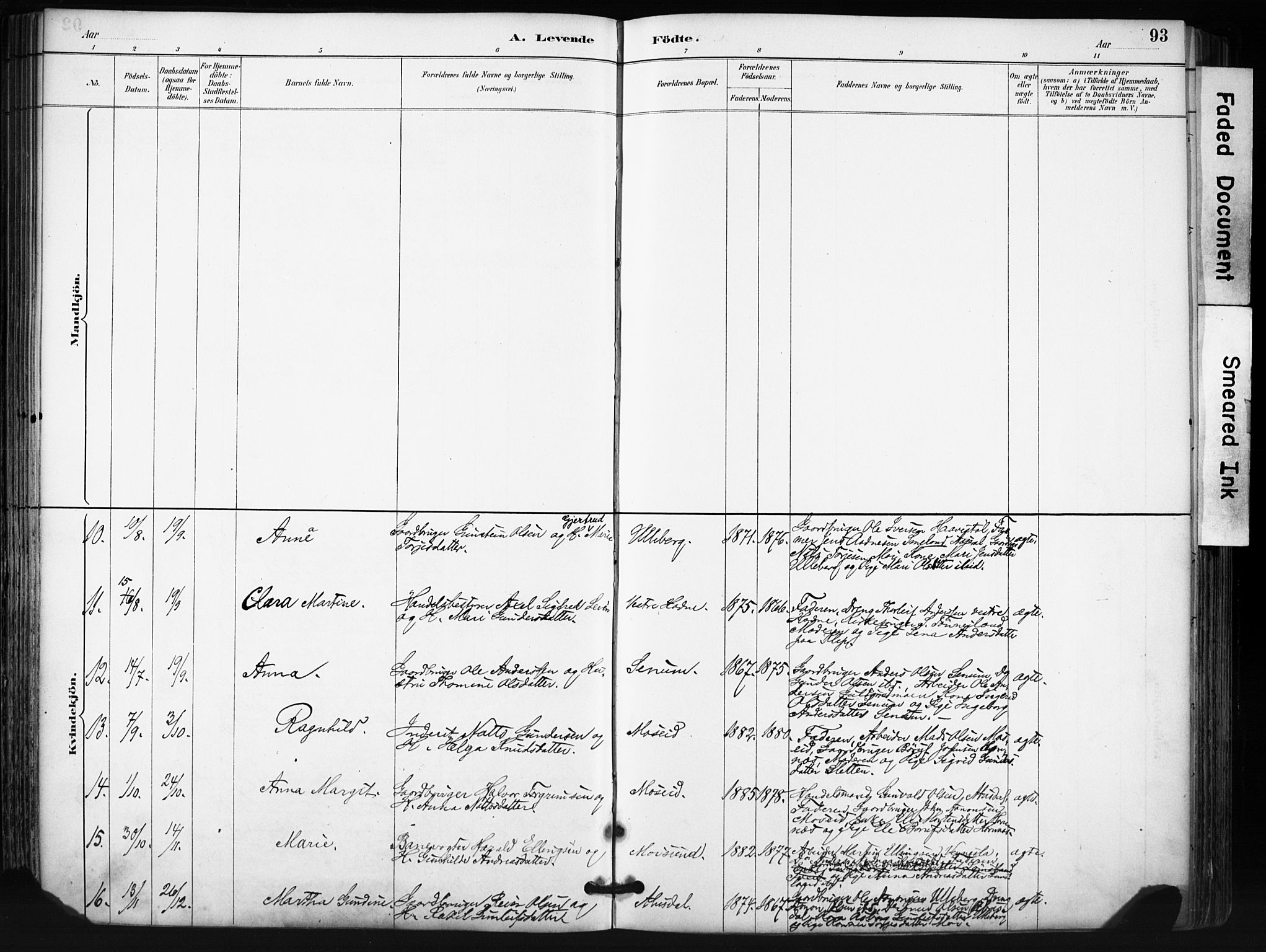 Evje sokneprestkontor, AV/SAK-1111-0008/F/Fa/Fab/L0003: Parish register (official) no. A 3, 1884-1909, p. 93