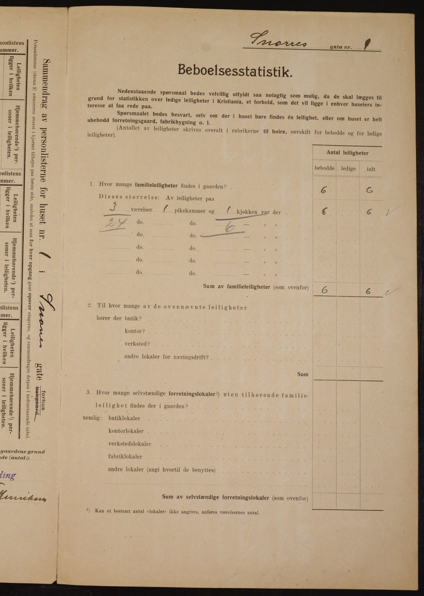 OBA, Municipal Census 1910 for Kristiania, 1910, p. 93499