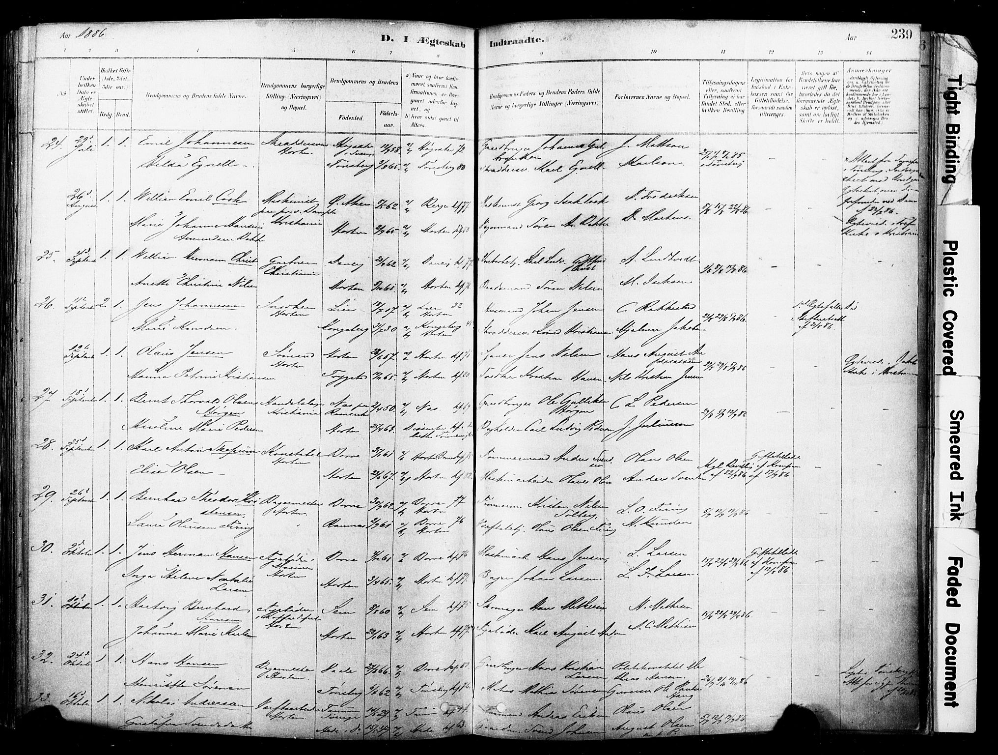 Horten kirkebøker, AV/SAKO-A-348/F/Fa/L0003: Parish register (official) no. 3, 1878-1887, p. 239