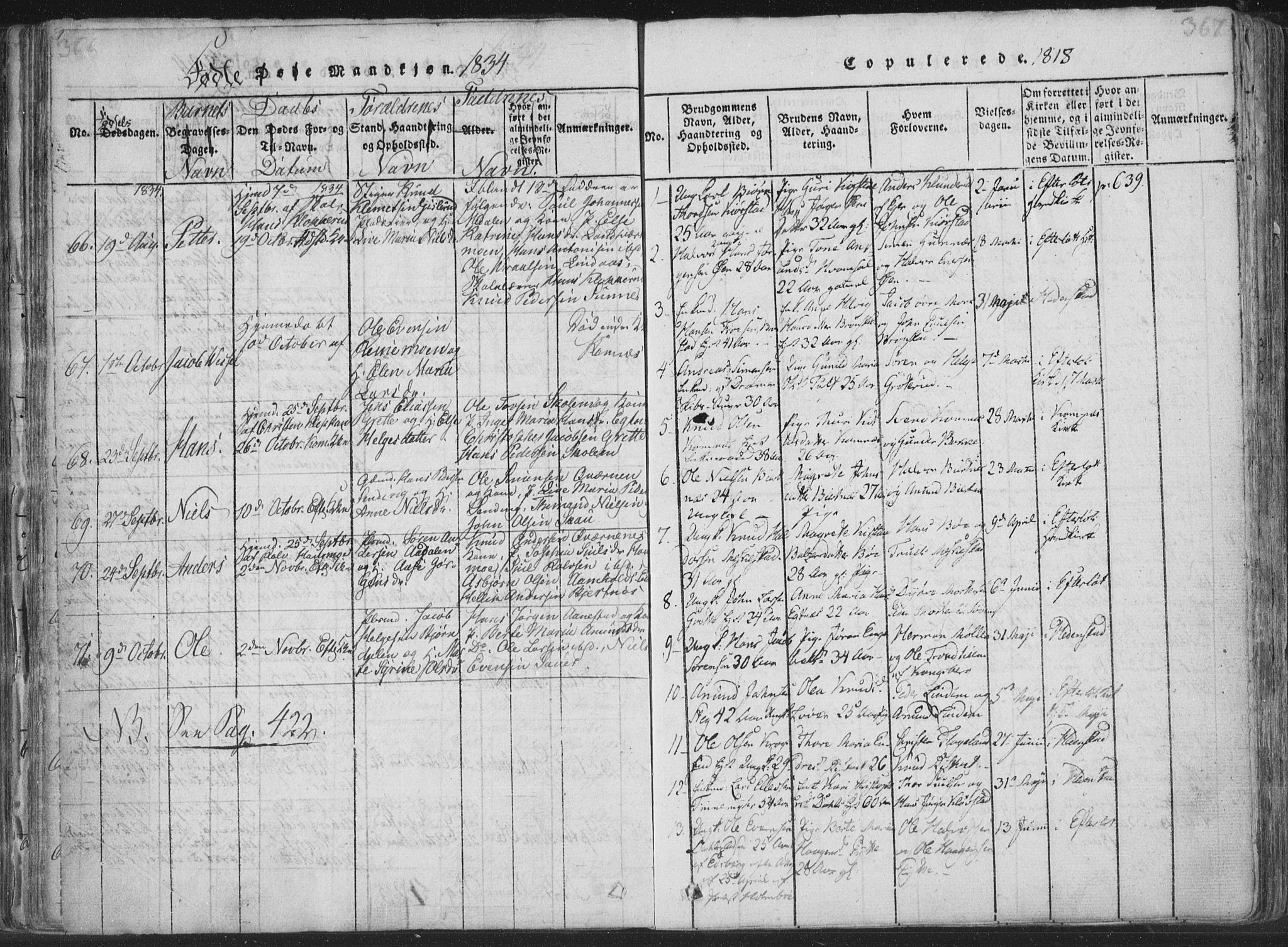 Sandsvær kirkebøker, AV/SAKO-A-244/F/Fa/L0004: Parish register (official) no. I 4, 1817-1839, p. 366-367