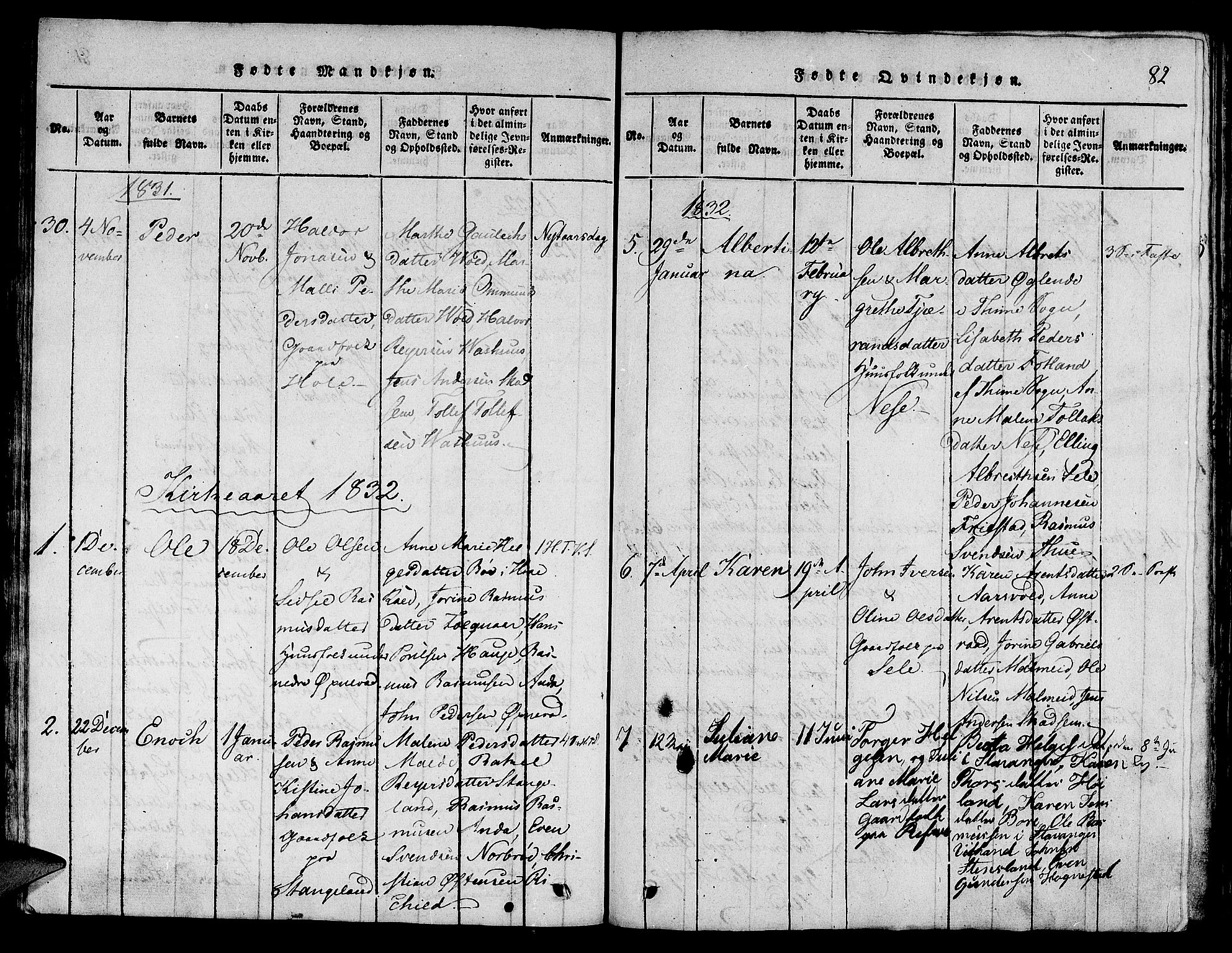 Klepp sokneprestkontor, AV/SAST-A-101803/001/3/30BA/L0002: Parish register (official) no. A 2, 1816-1833, p. 82