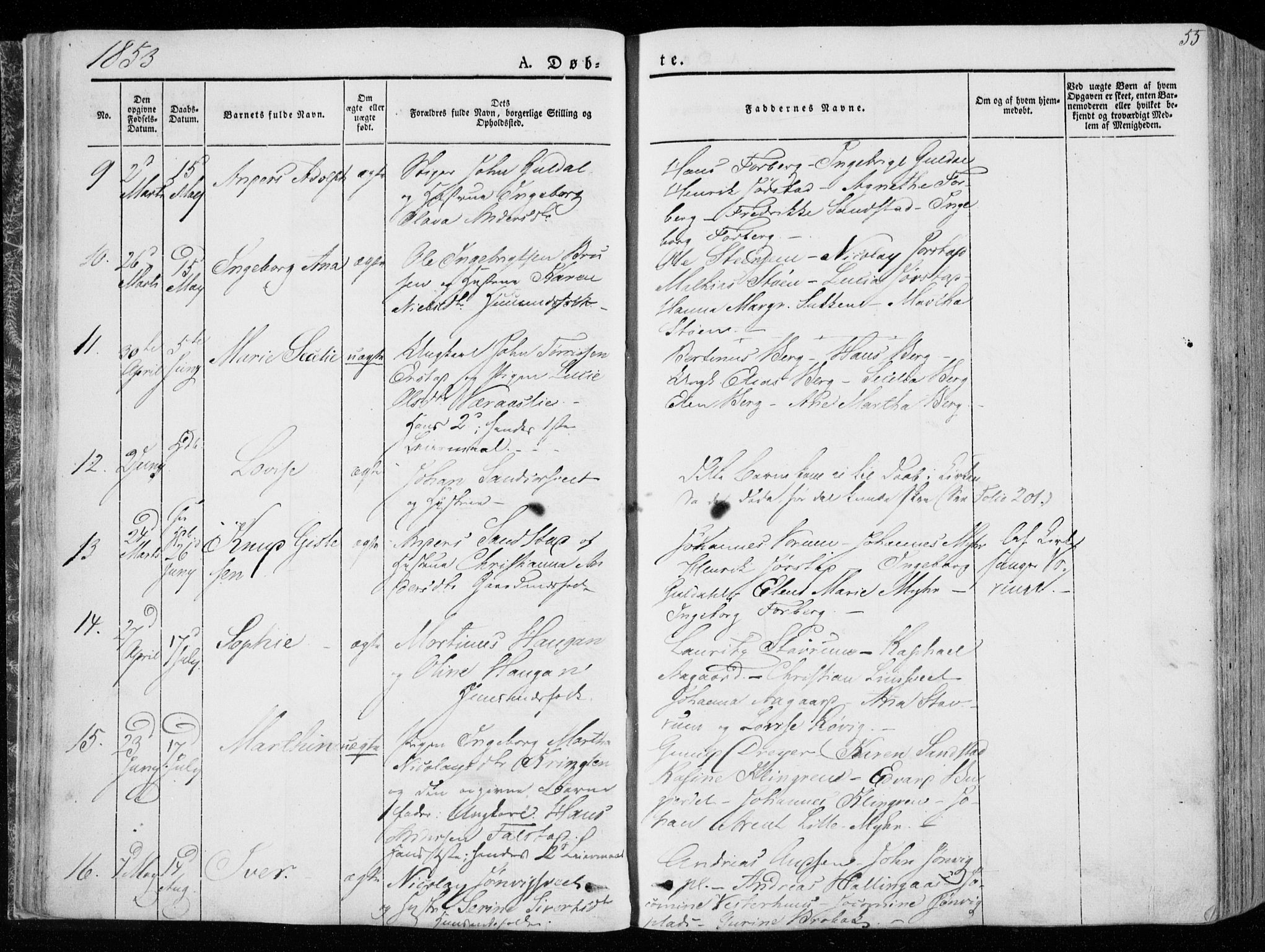 Ministerialprotokoller, klokkerbøker og fødselsregistre - Nord-Trøndelag, AV/SAT-A-1458/722/L0218: Parish register (official) no. 722A05, 1843-1868, p. 55