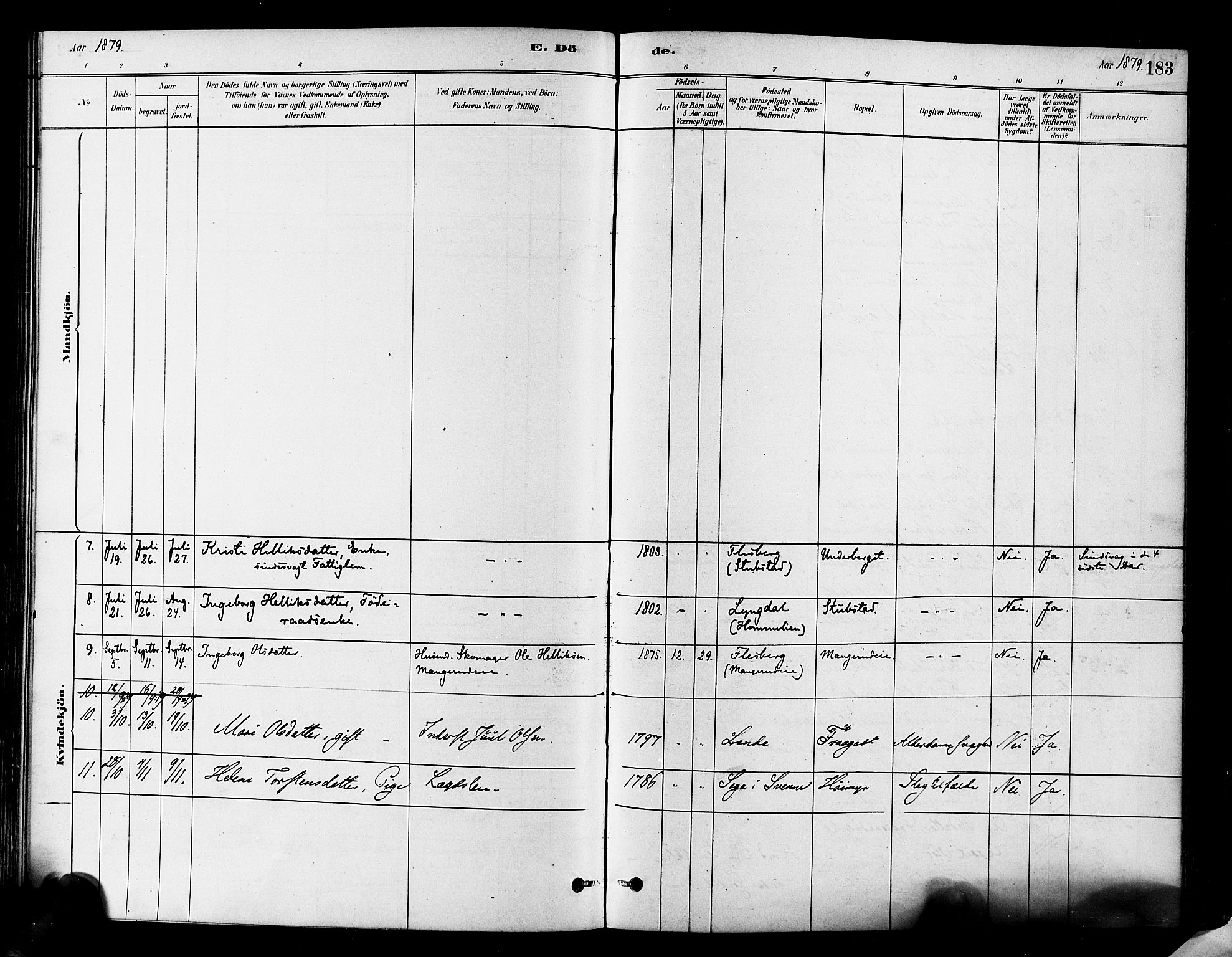 Flesberg kirkebøker, SAKO/A-18/F/Fa/L0008: Parish register (official) no. I 8, 1879-1899, p. 183