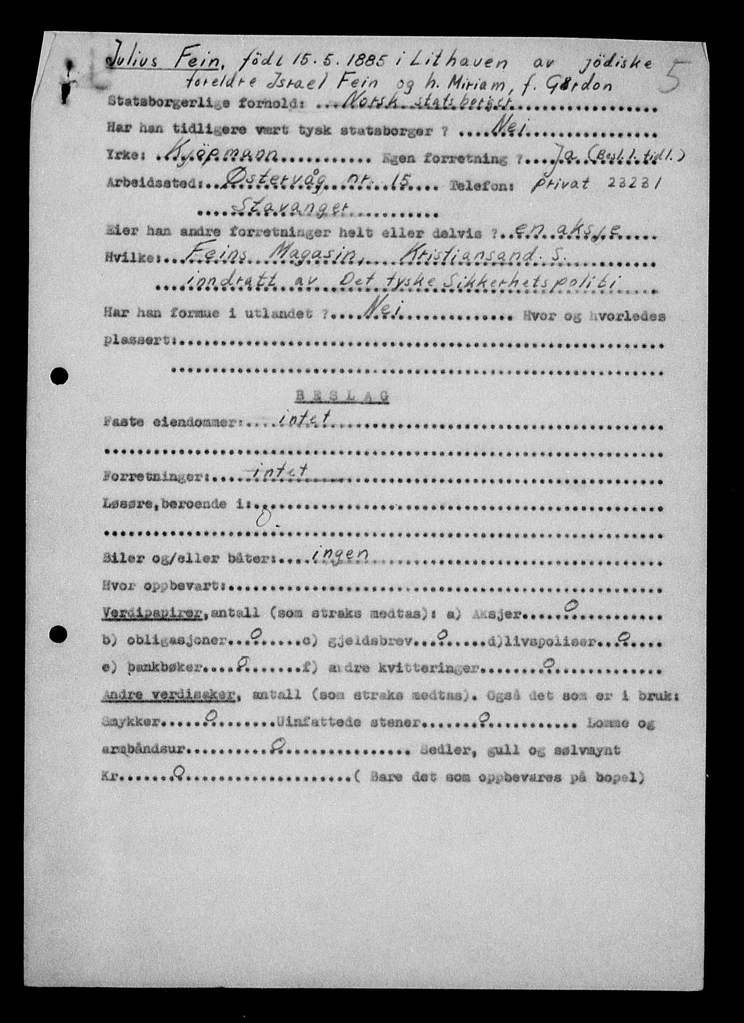 Justisdepartementet, Tilbakeføringskontoret for inndratte formuer, AV/RA-S-1564/H/Hc/Hcd/L0995: --, 1945-1947, p. 271
