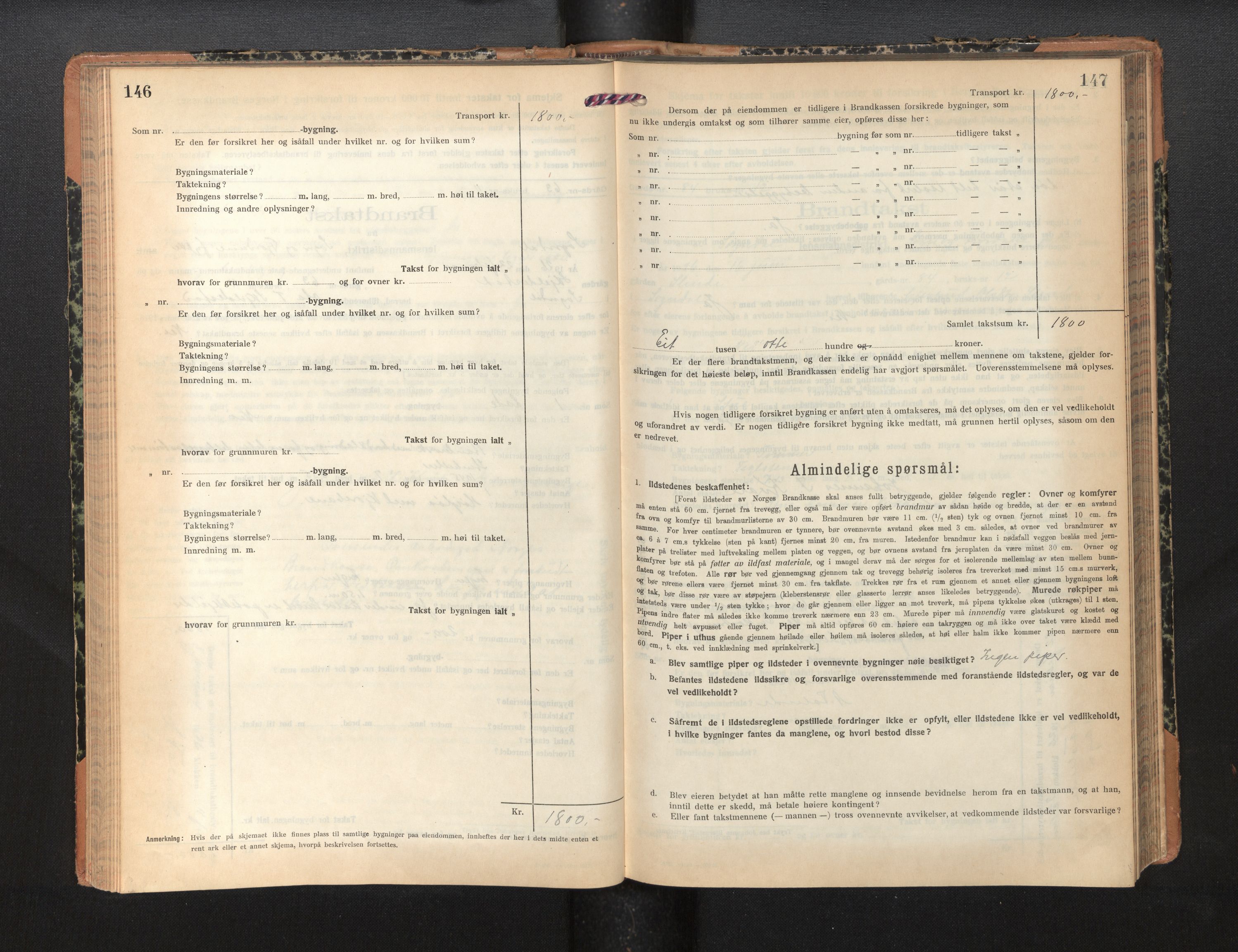 Lensmannen i Sogndal, AV/SAB-A-29901/0012/L0012: Branntakstprotokoll, skjematakst, 1922-1931, p. 146-147