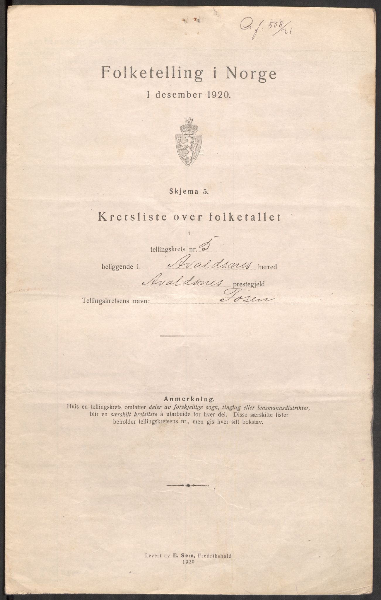 SAST, 1920 census for Avaldsnes, 1920, p. 23