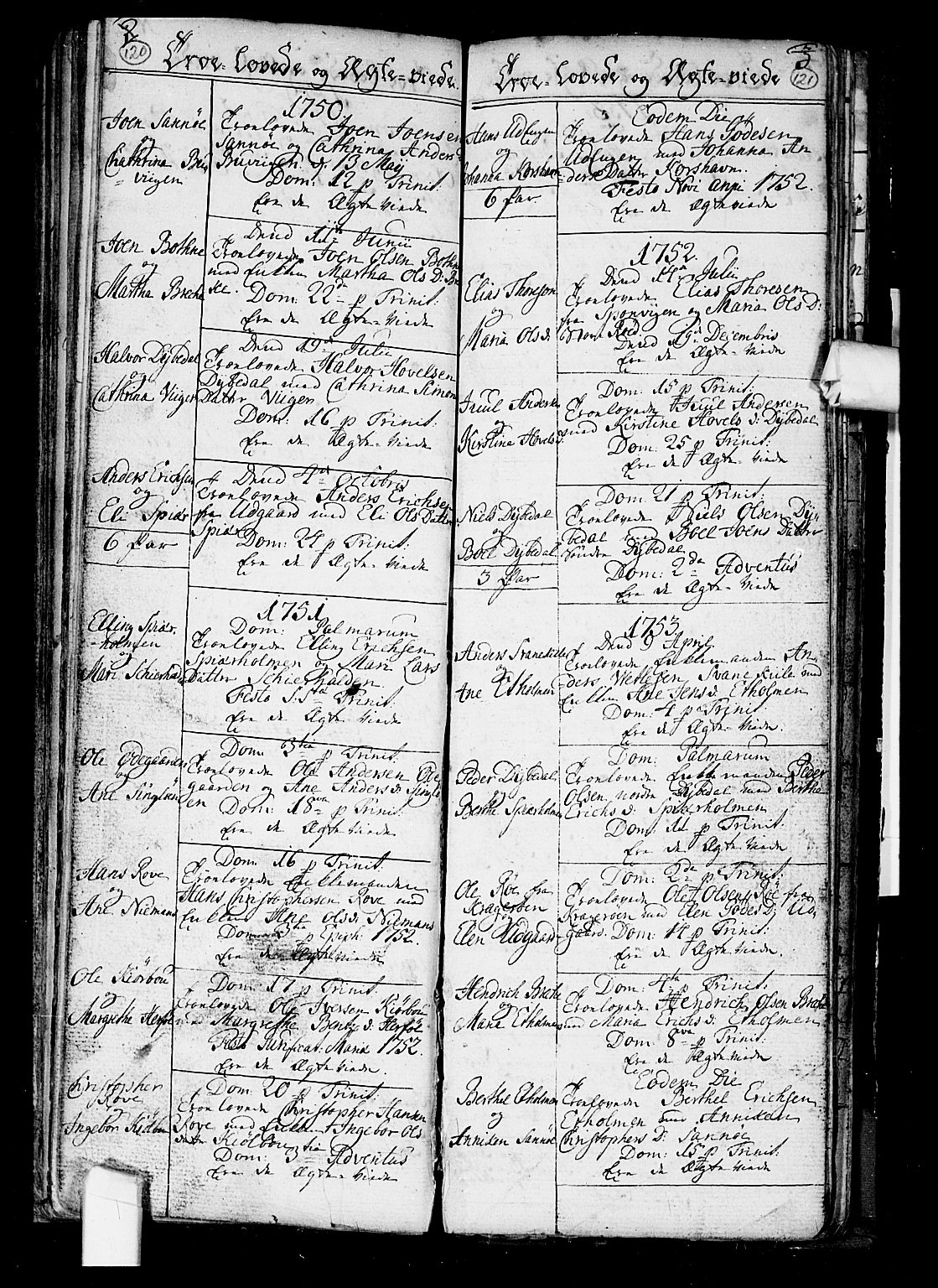 Hvaler prestekontor Kirkebøker, SAO/A-2001/F/Fa/L0002: Parish register (official) no. I 2, 1749-1816, p. 120-121