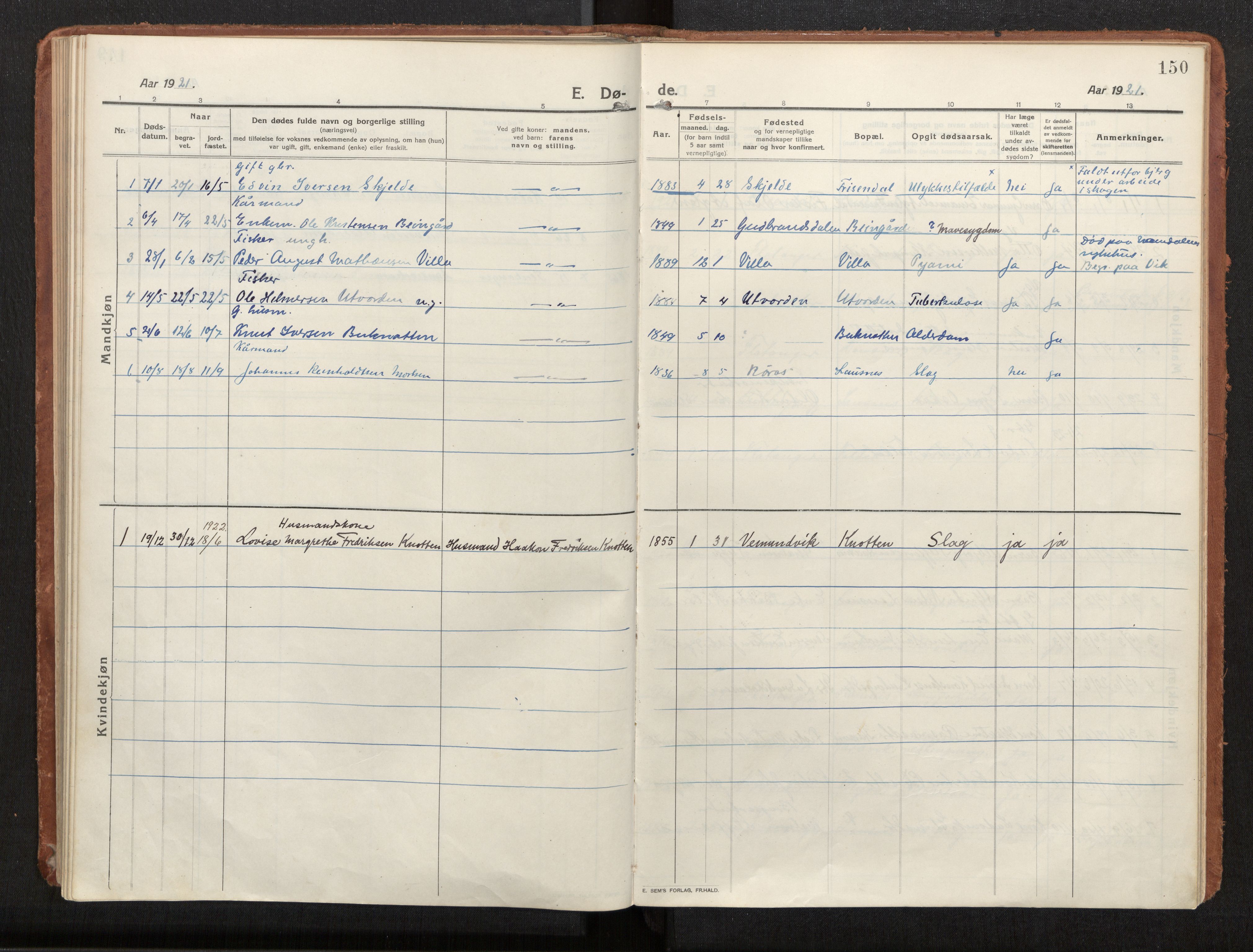 Ministerialprotokoller, klokkerbøker og fødselsregistre - Nord-Trøndelag, SAT/A-1458/772/L0604: Parish register (official) no. 772A02, 1913-1937, p. 150