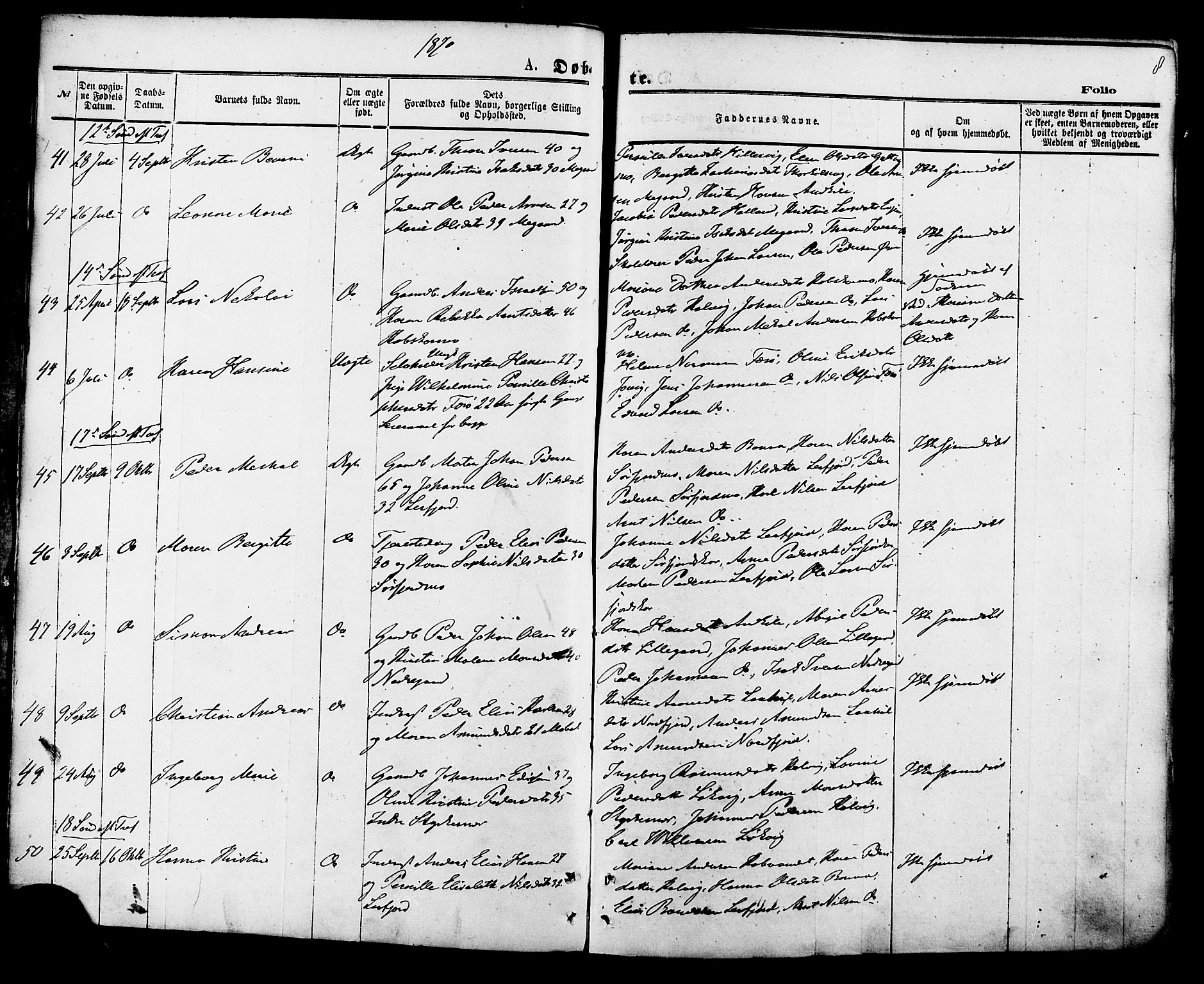Ministerialprotokoller, klokkerbøker og fødselsregistre - Nordland, SAT/A-1459/853/L0771: Parish register (official) no. 853A10, 1870-1881, p. 8