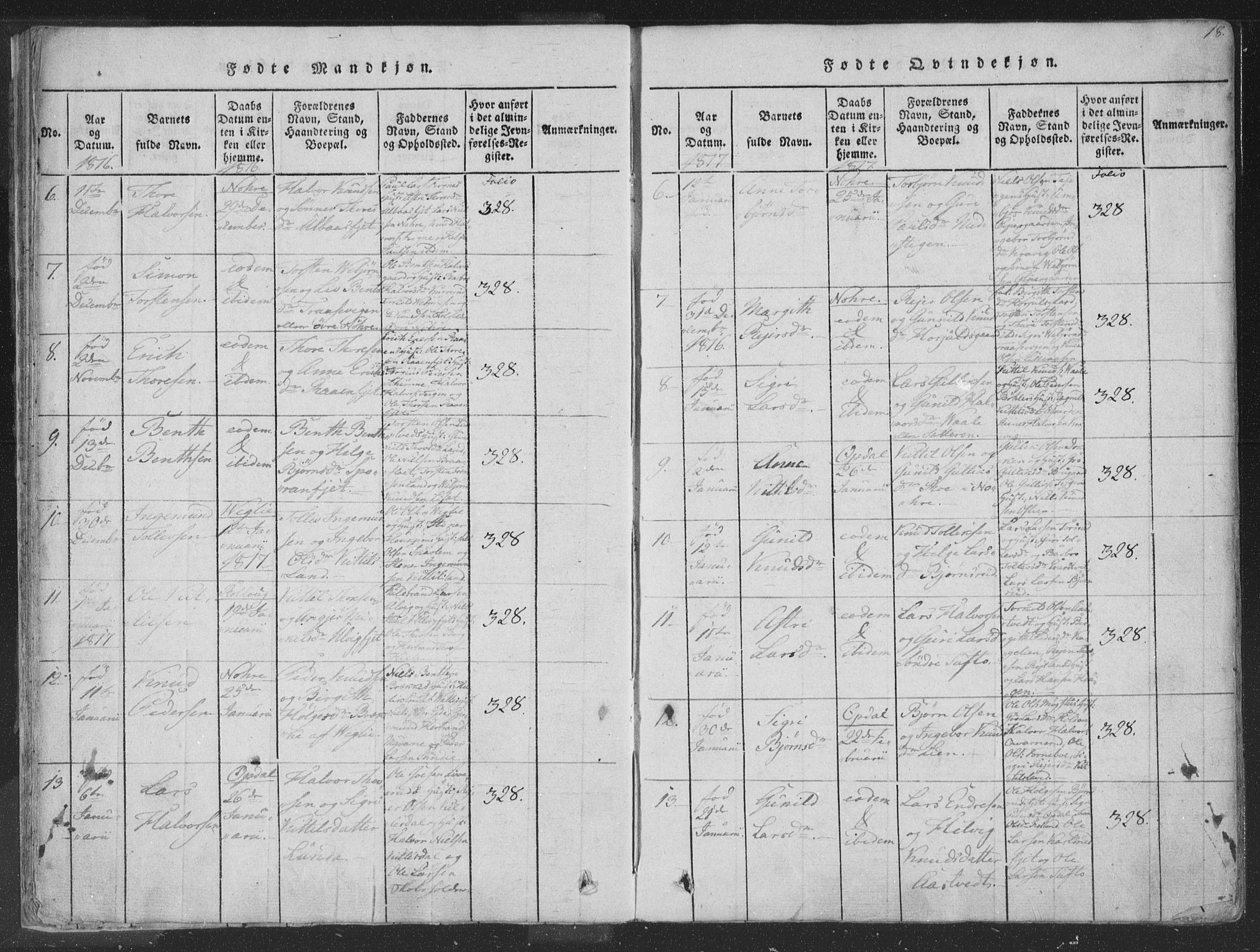 Rollag kirkebøker, SAKO/A-240/F/Fa/L0006: Parish register (official) no. I 6, 1814-1828, p. 18