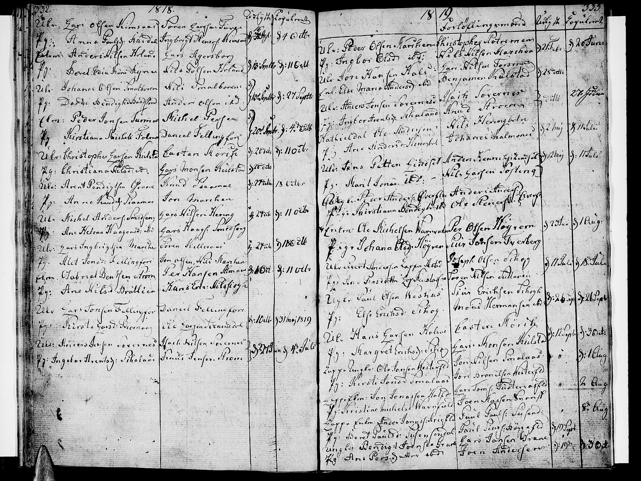 Ministerialprotokoller, klokkerbøker og fødselsregistre - Nordland, SAT/A-1459/820/L0287: Parish register (official) no. 820A08, 1800-1819, p. 332-333