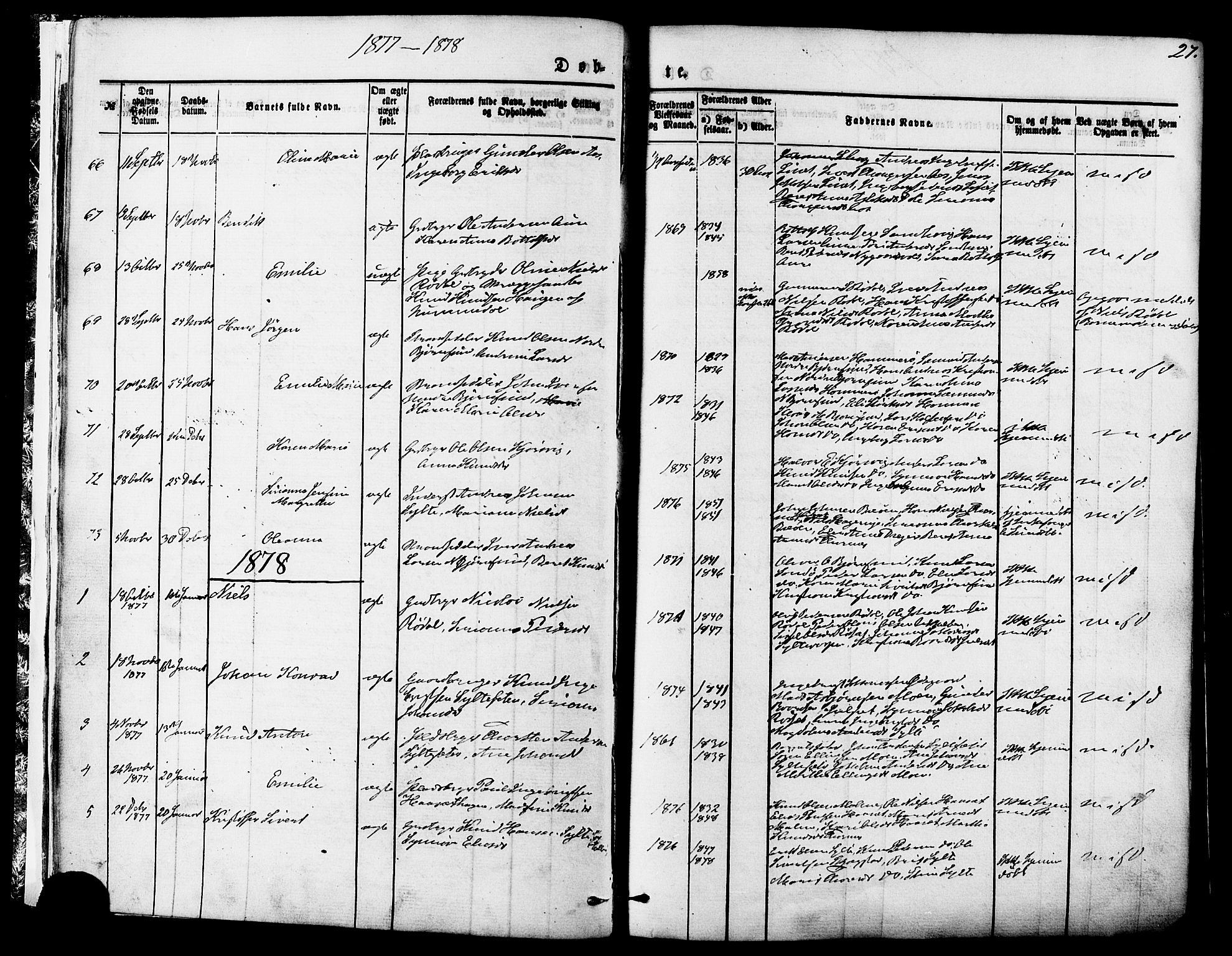 Ministerialprotokoller, klokkerbøker og fødselsregistre - Møre og Romsdal, AV/SAT-A-1454/565/L0749: Parish register (official) no. 565A03, 1871-1886, p. 27