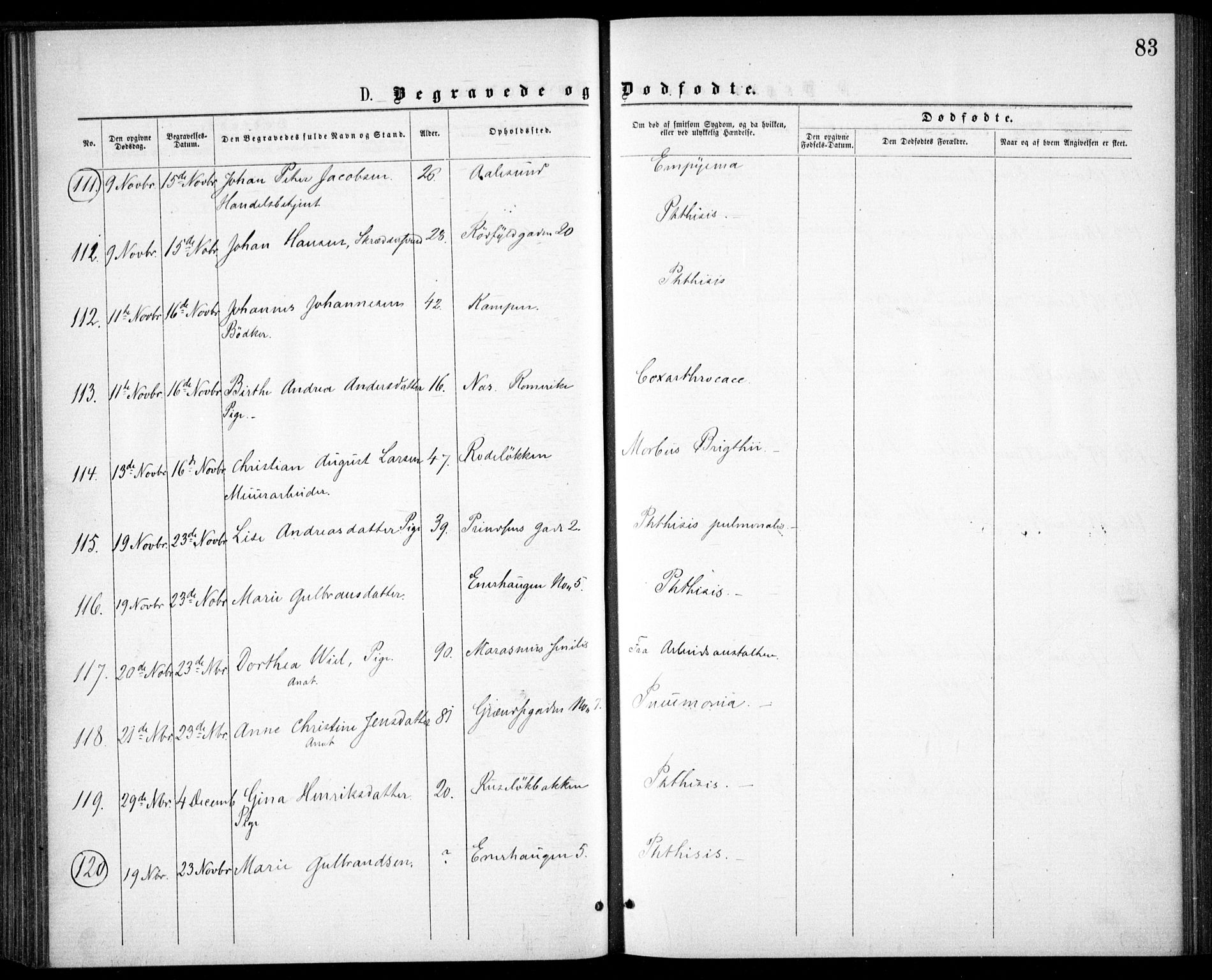 Krohgstøtten sykehusprest Kirkebøker, AV/SAO-A-10854/F/Fa/L0001: Parish register (official) no. 1, 1865-1873, p. 83