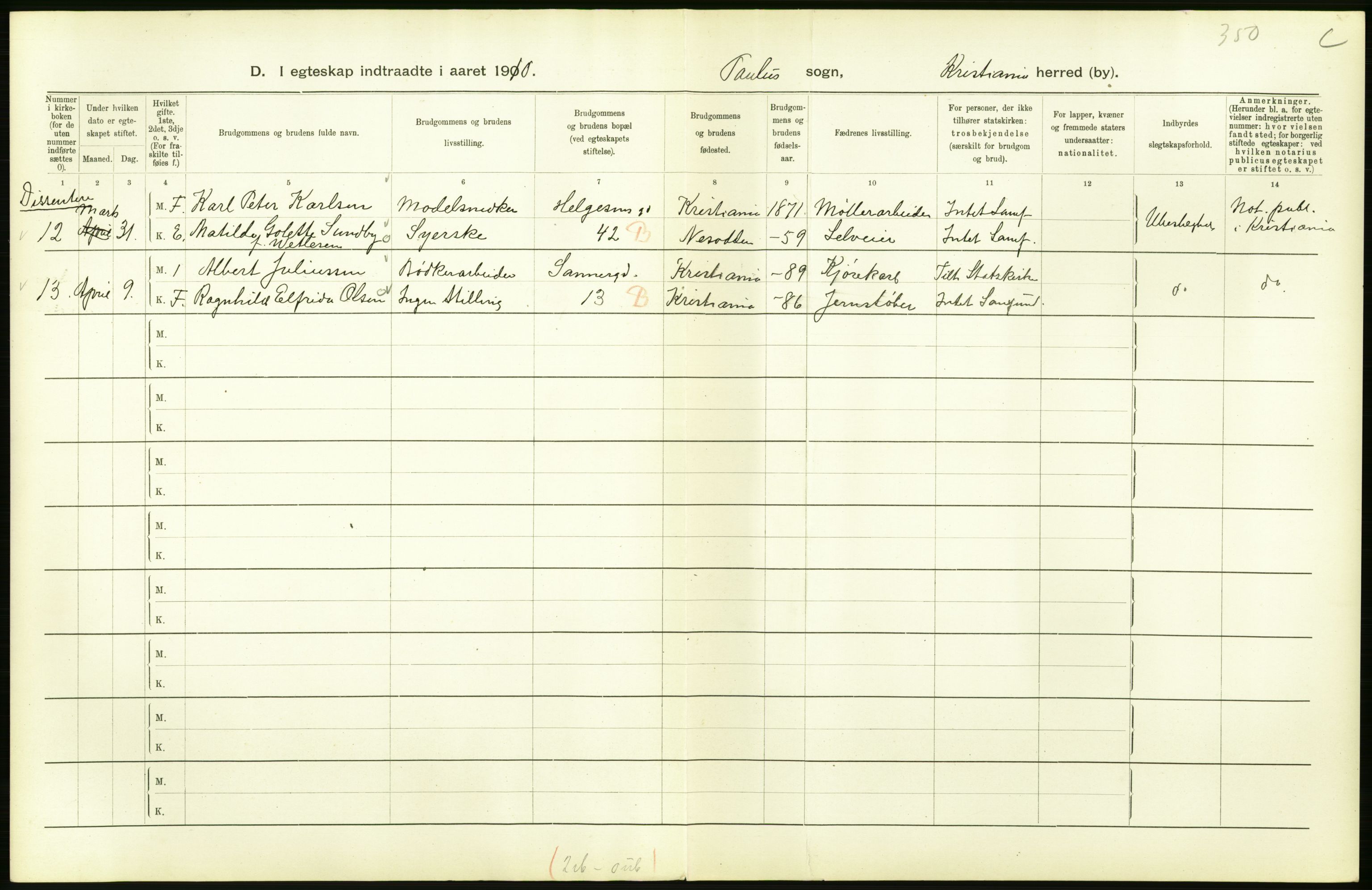 Statistisk sentralbyrå, Sosiodemografiske emner, Befolkning, AV/RA-S-2228/D/Df/Dfa/Dfah/L0009: Kristiania: Gifte og dødfødte., 1910, p. 72