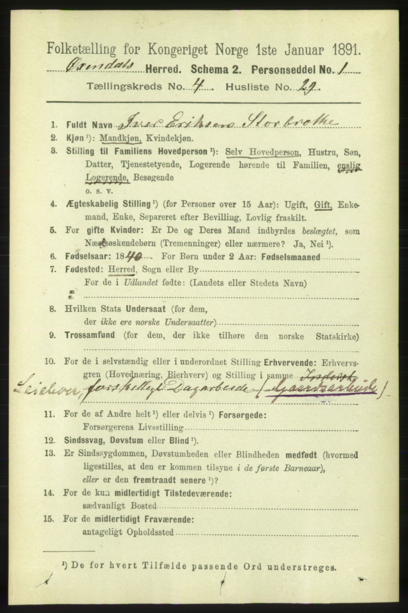 RA, 1891 census for 1561 Øksendal, 1891, p. 988