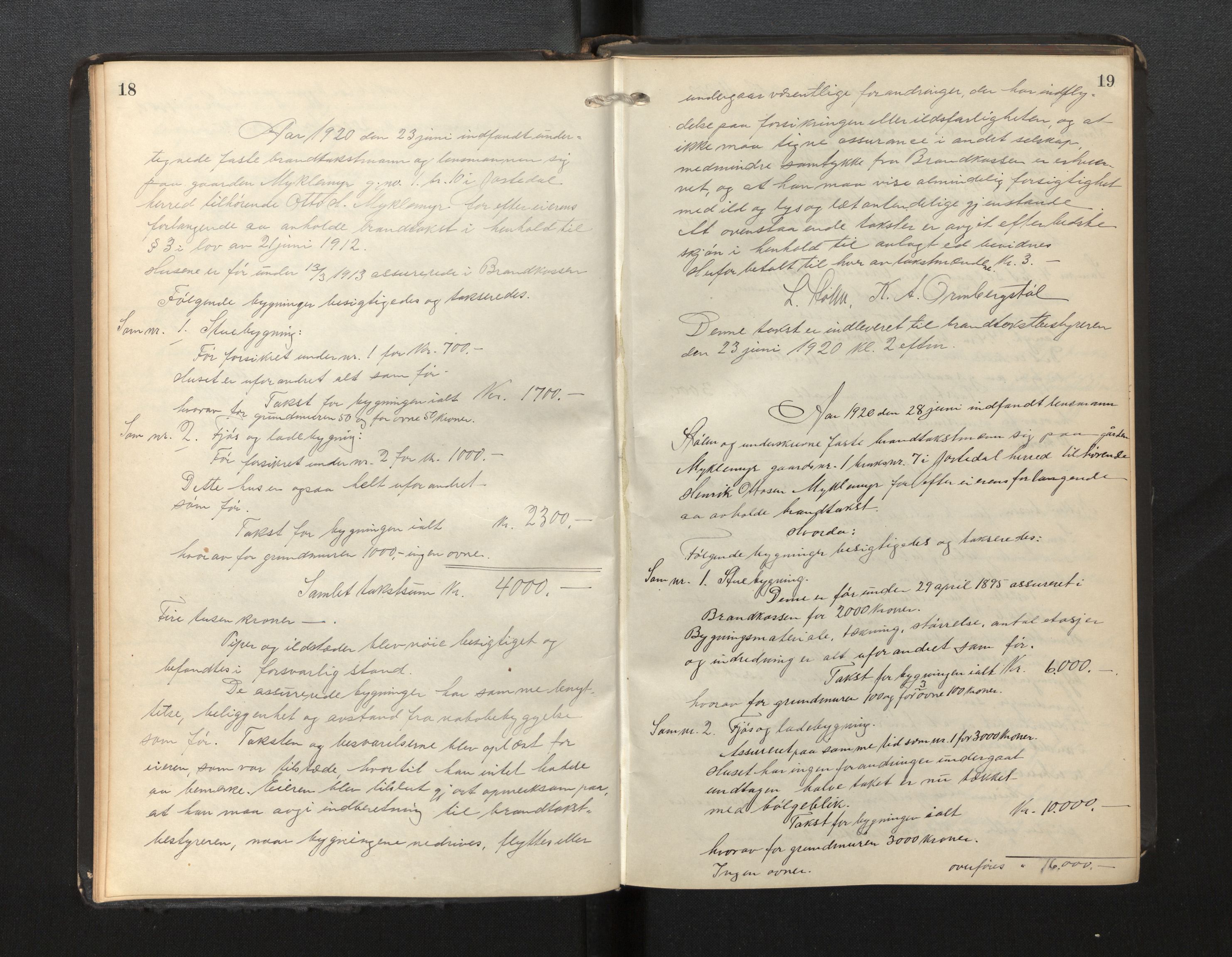 Lensmannen i Jostedal, AV/SAB-A-28601/0012/L0002: Branntakstprotokoll, 1919-1952, p. 18-19