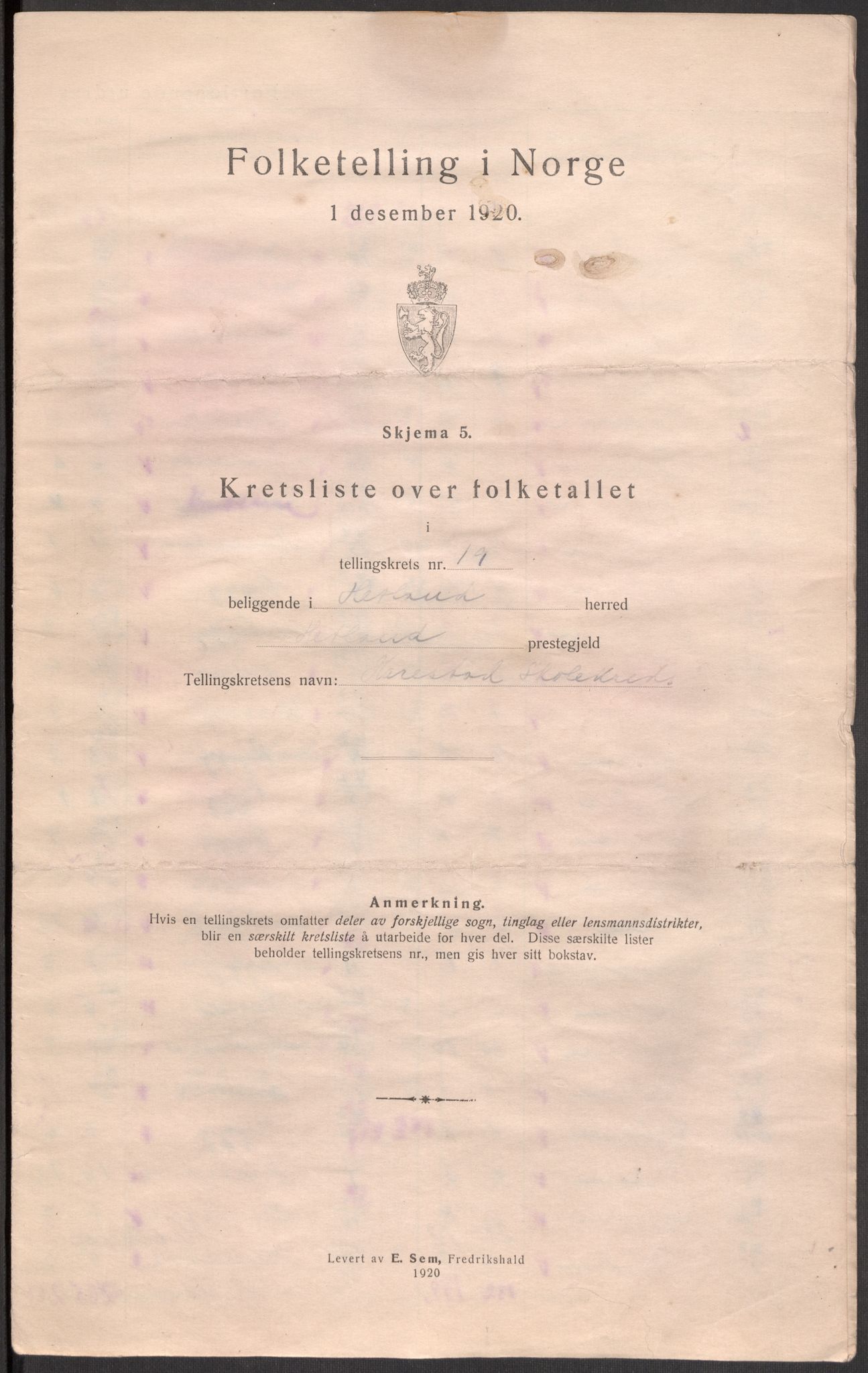 SAST, 1920 census for Hetland, 1920, p. 76