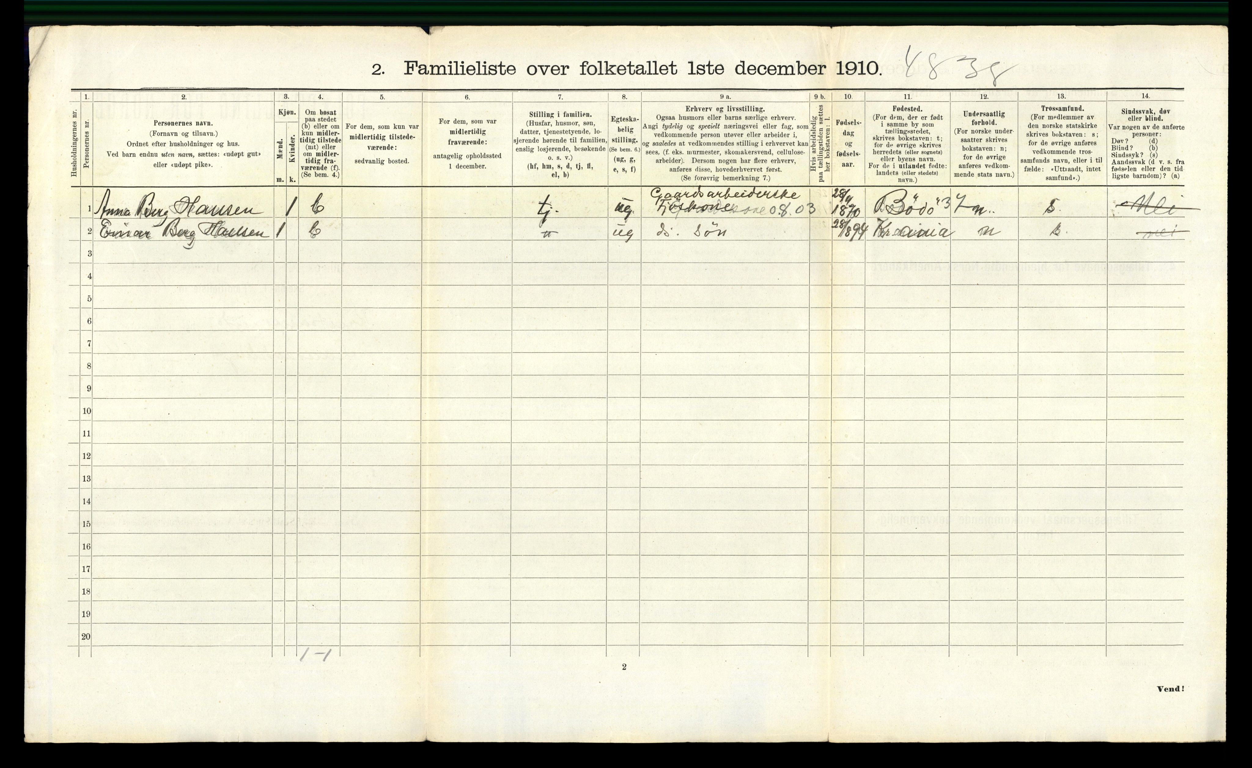 RA, 1910 census for Kristiansand, 1910, p. 9787