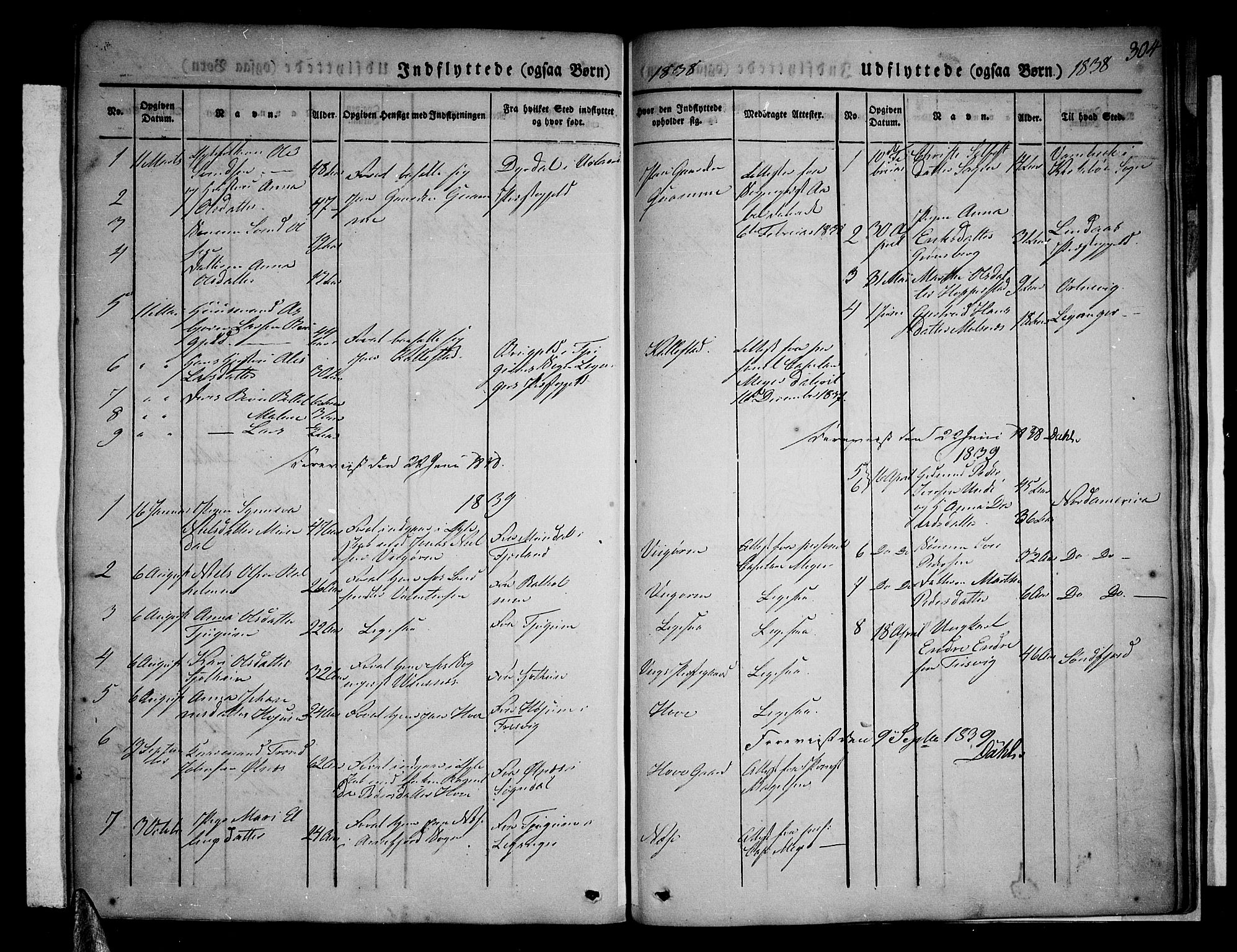 Vik sokneprestembete, AV/SAB-A-81501/H/Haa/Haaa/L0007: Parish register (official) no. A 7, 1831-1845, p. 304