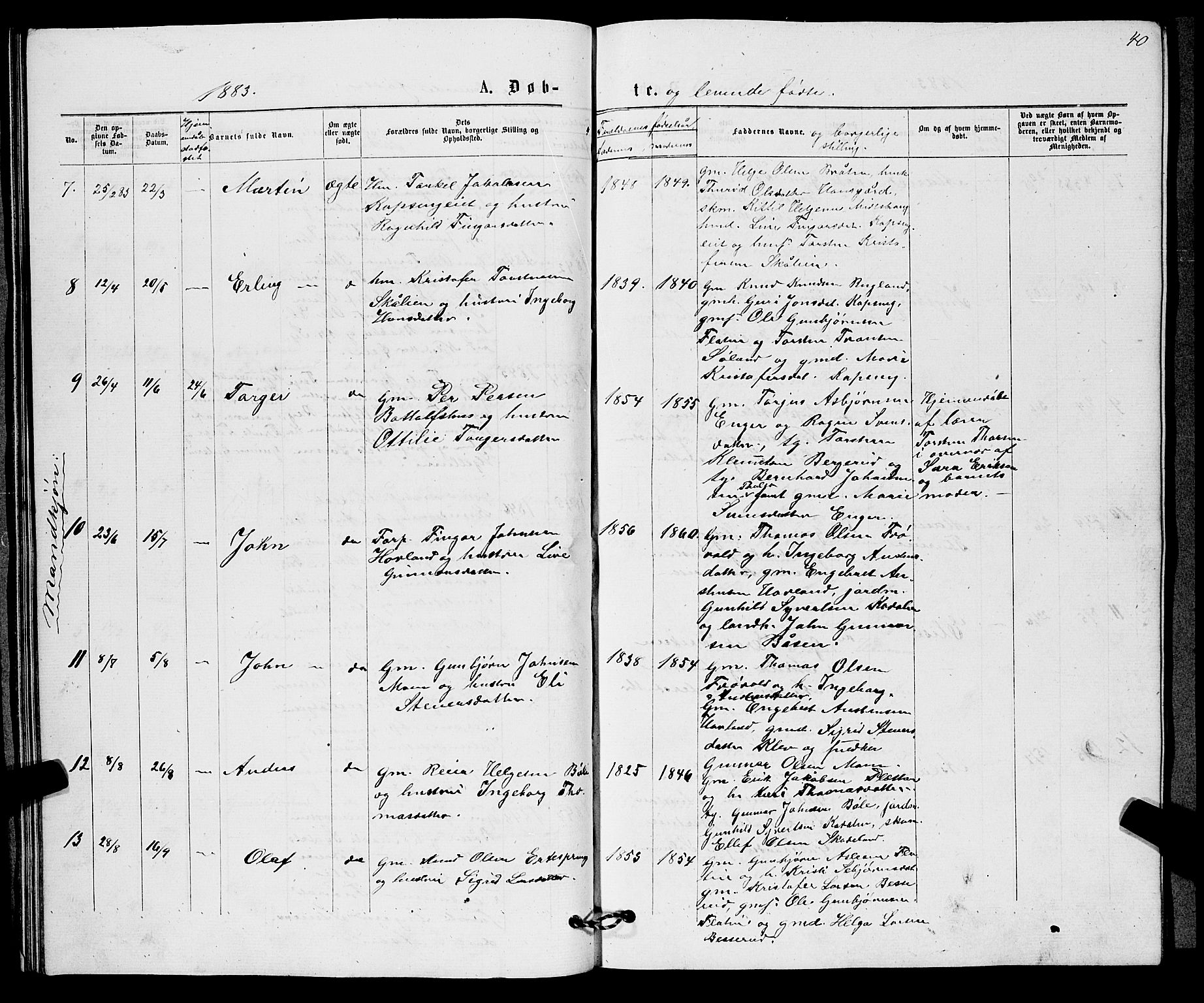 Sigdal kirkebøker, SAKO/A-245/G/Gb/L0002: Parish register (copy) no. II 2, 1875-1900, p. 40