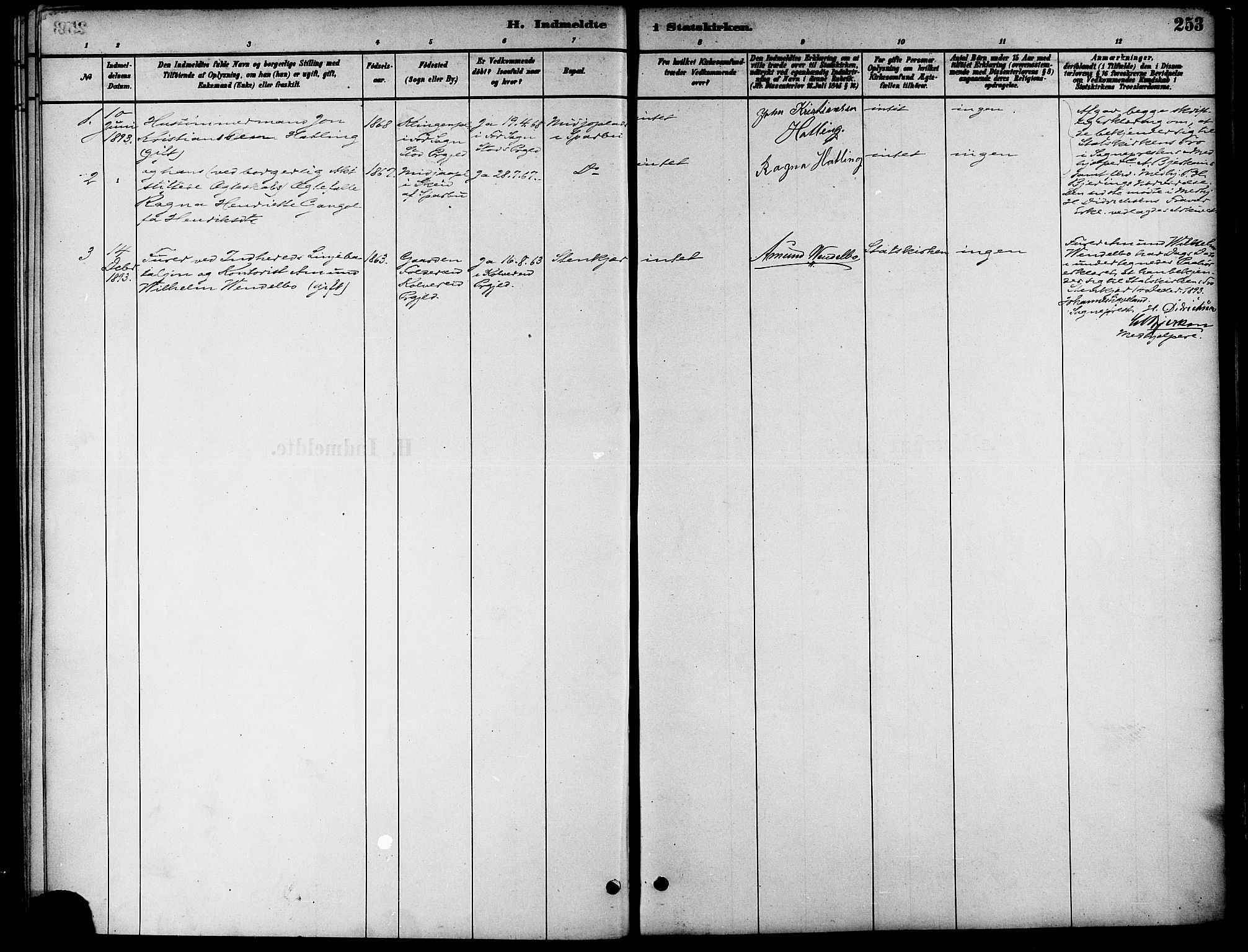 Ministerialprotokoller, klokkerbøker og fødselsregistre - Nord-Trøndelag, SAT/A-1458/739/L0371: Parish register (official) no. 739A03, 1881-1895, p. 253