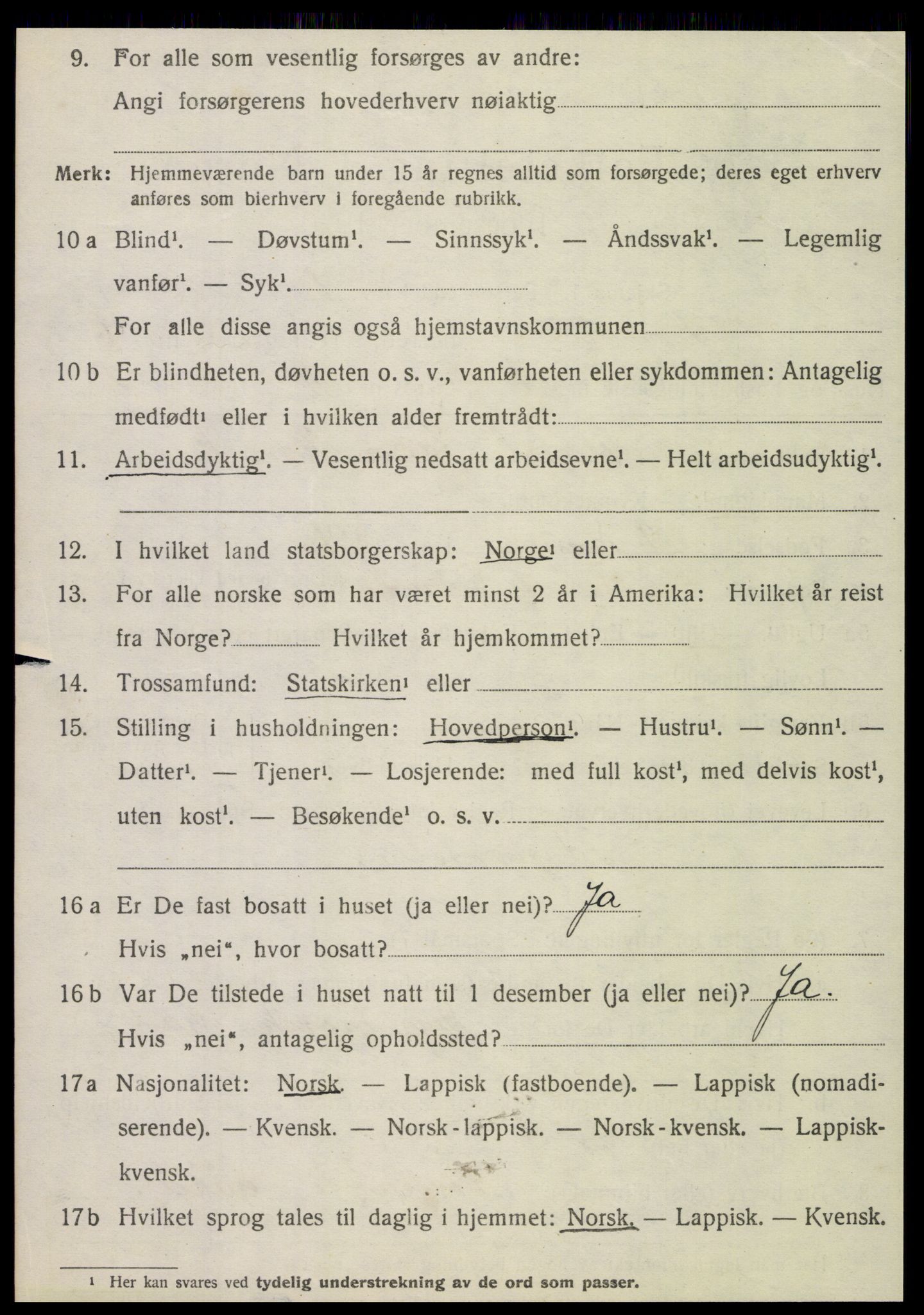 SAT, 1920 census for Dønnes, 1920, p. 3353