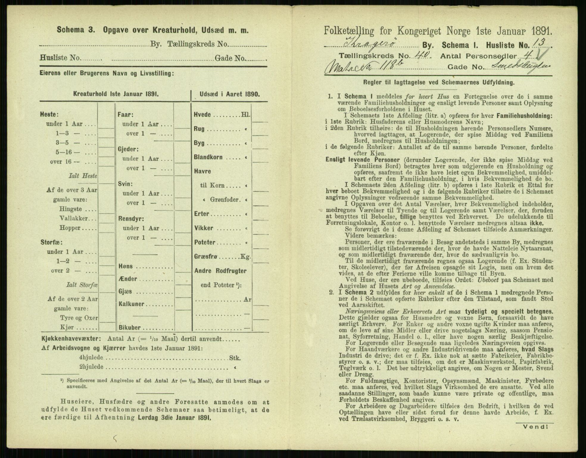 RA, 1891 census for 0801 Kragerø, 1891, p. 1652