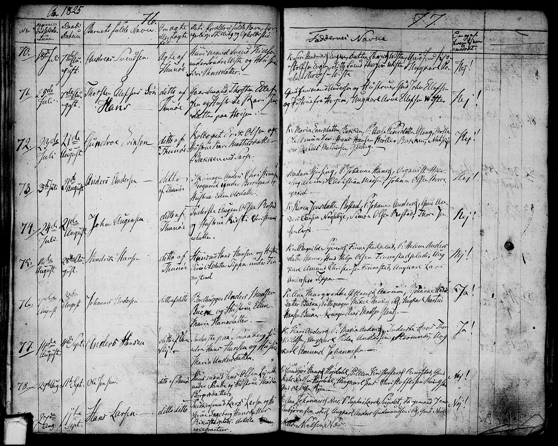 Tune prestekontor Kirkebøker, SAO/A-2007/F/Fa/L0006: Parish register (official) no. 6, 1823-1831, p. 76-77