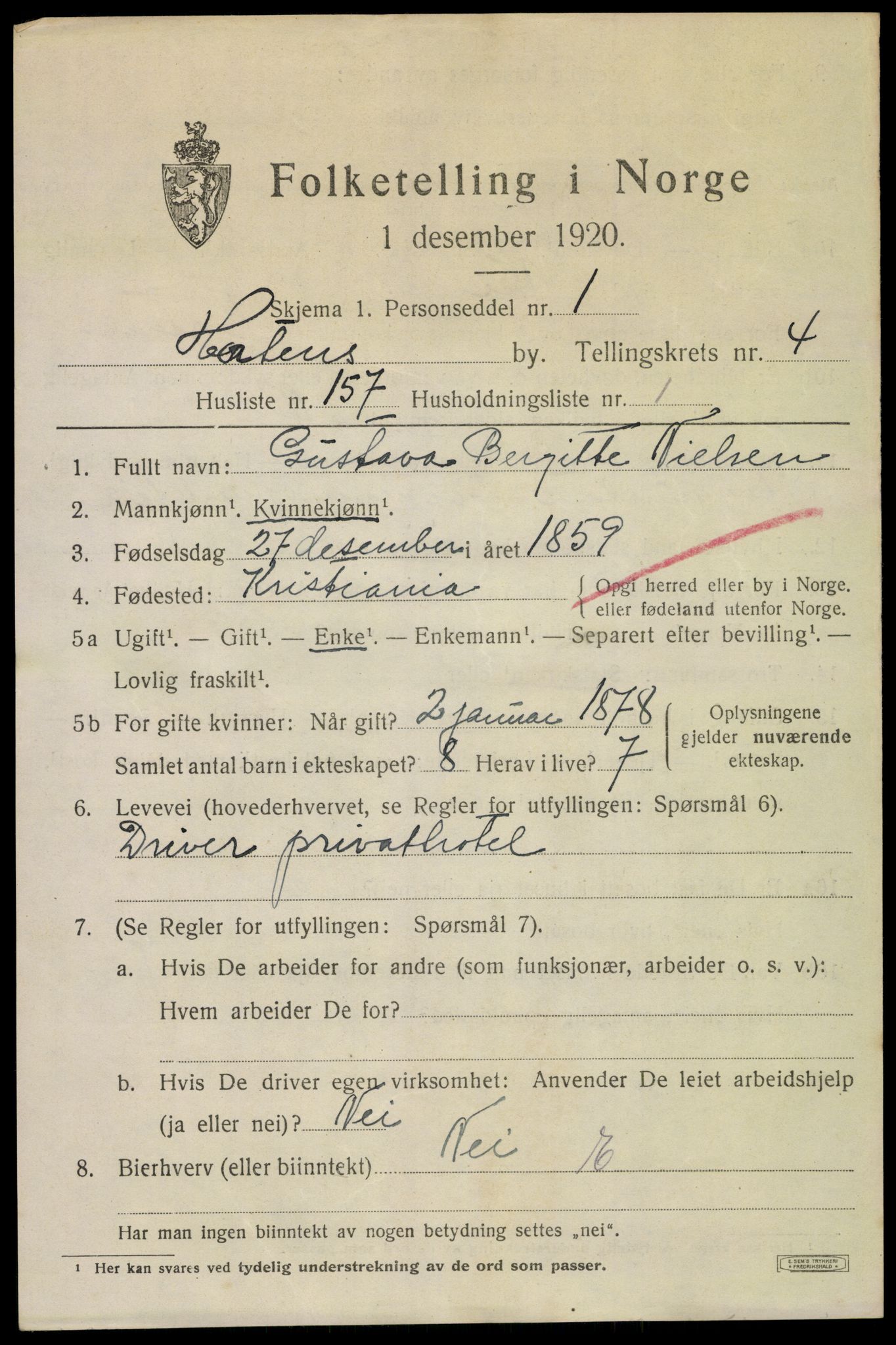 SAKO, 1920 census for Horten, 1920, p. 19297