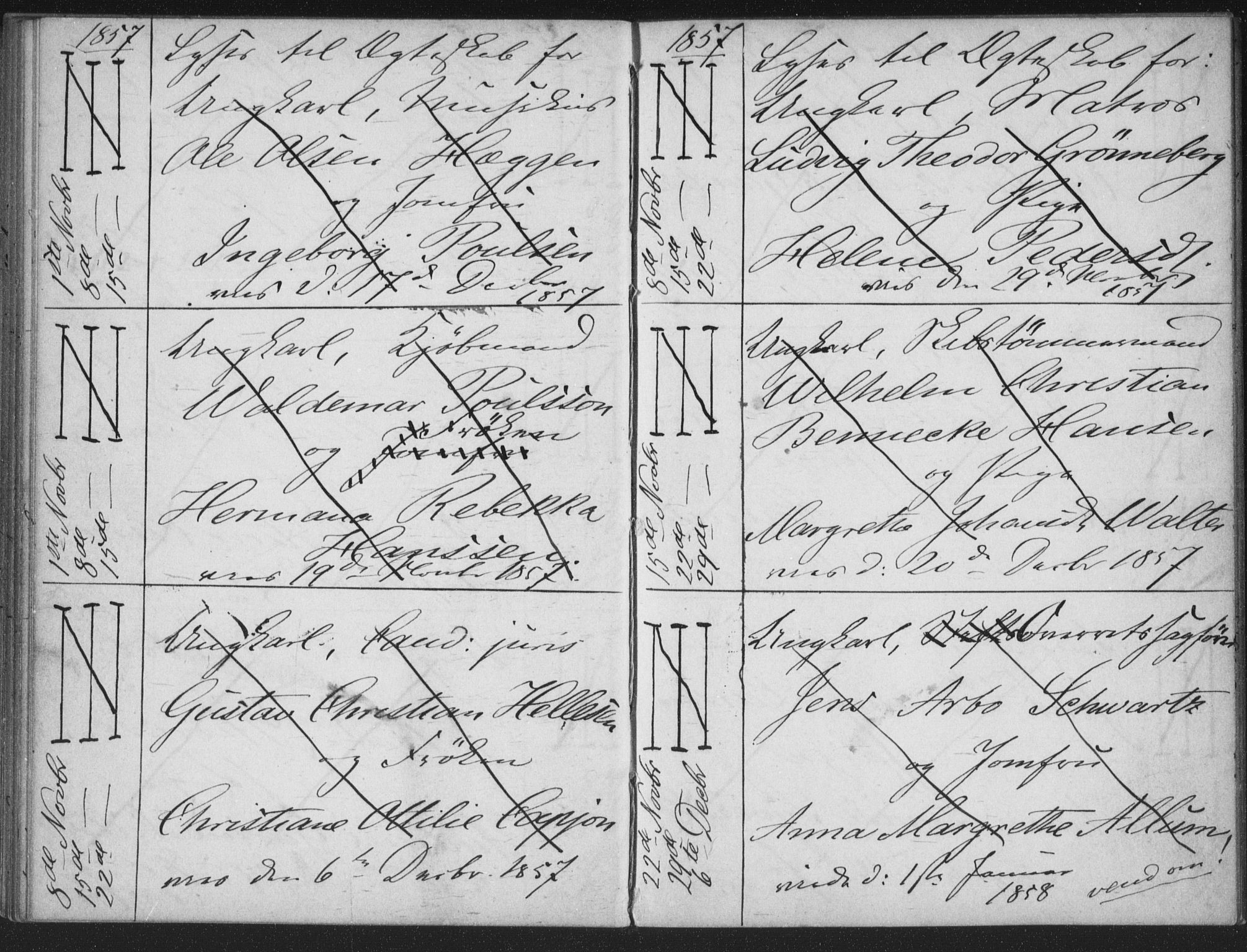 Bragernes kirkebøker, AV/SAKO-A-6/H/Ha/L0003: Banns register no. 3, 1854-1859