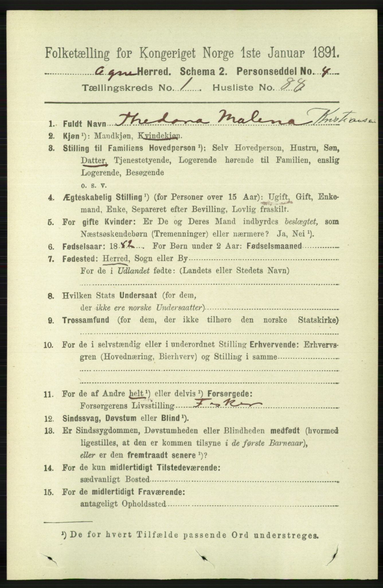 RA, 1891 census for 1117 Ogna, 1891, p. 623