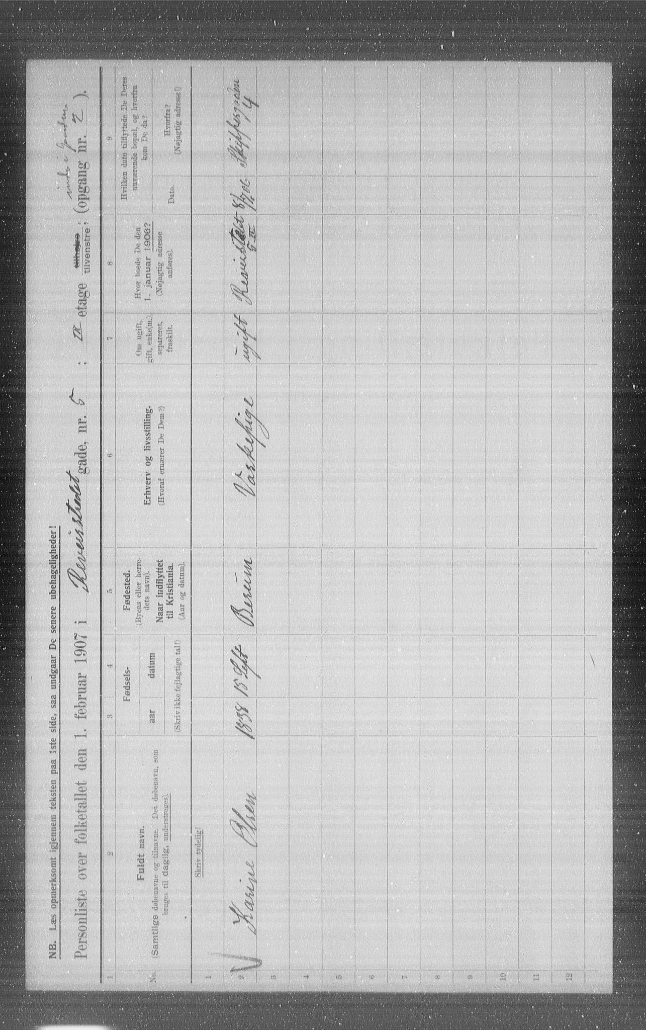 OBA, Municipal Census 1907 for Kristiania, 1907, p. 42309