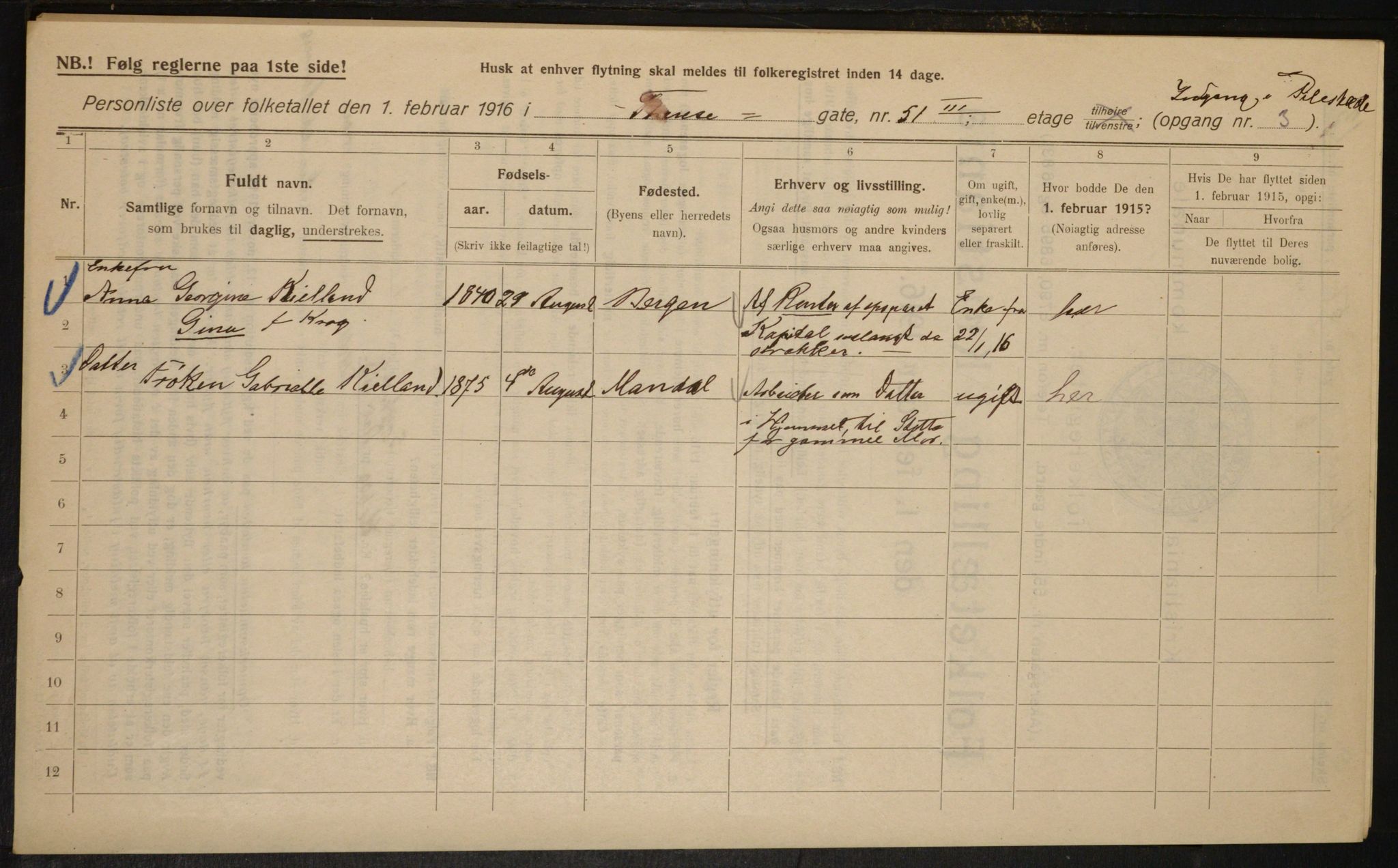 OBA, Municipal Census 1916 for Kristiania, 1916, p. 111834