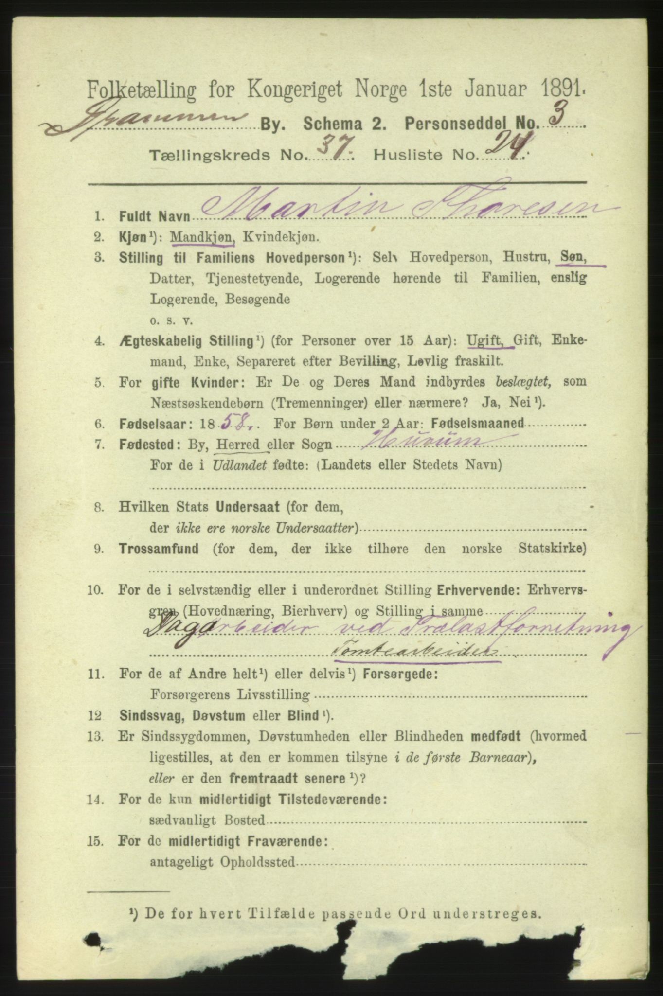 RA, 1891 census for 0602 Drammen, 1891, p. 22933