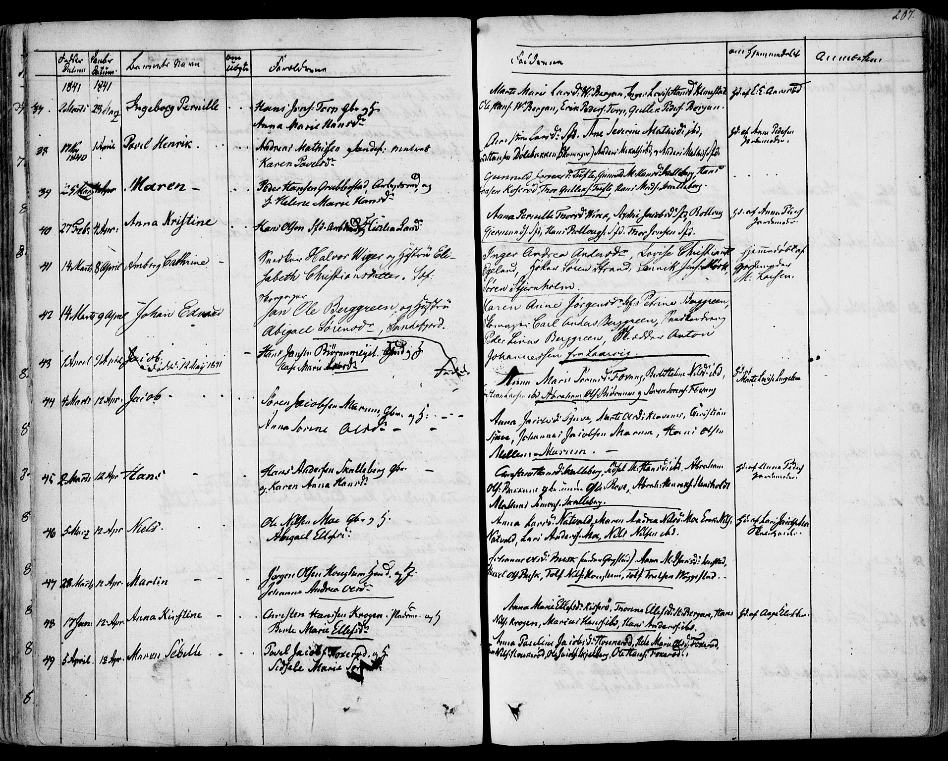 Sandar kirkebøker, AV/SAKO-A-243/F/Fa/L0005: Parish register (official) no. 5, 1832-1847, p. 206-207