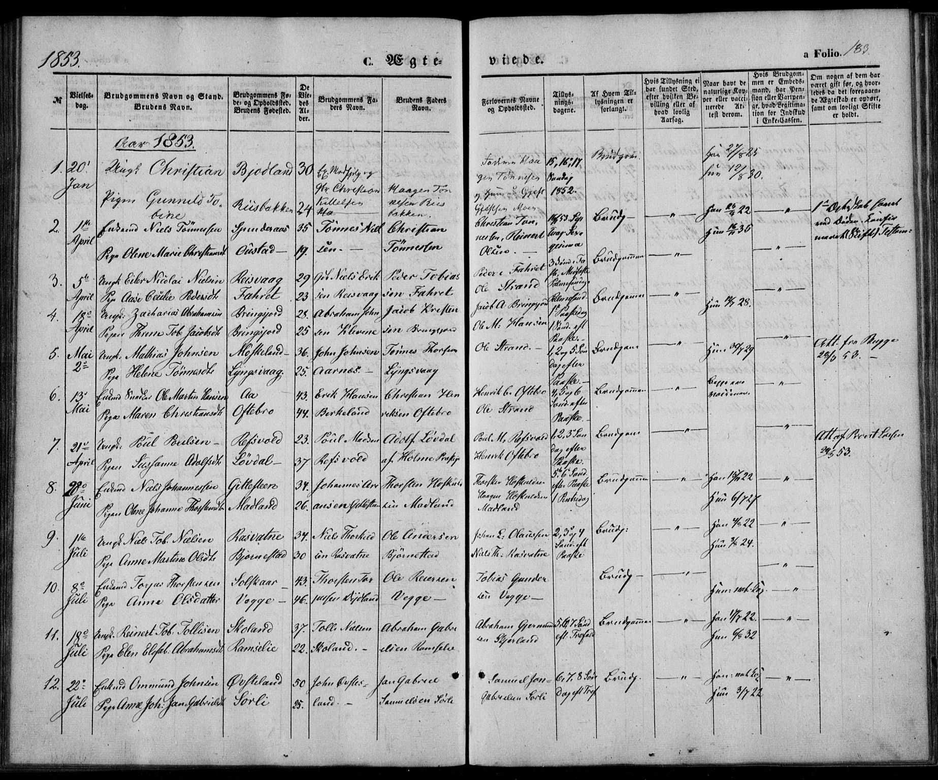 Lyngdal sokneprestkontor, SAK/1111-0029/F/Fa/Fac/L0009: Parish register (official) no. A 9, 1852-1864, p. 183