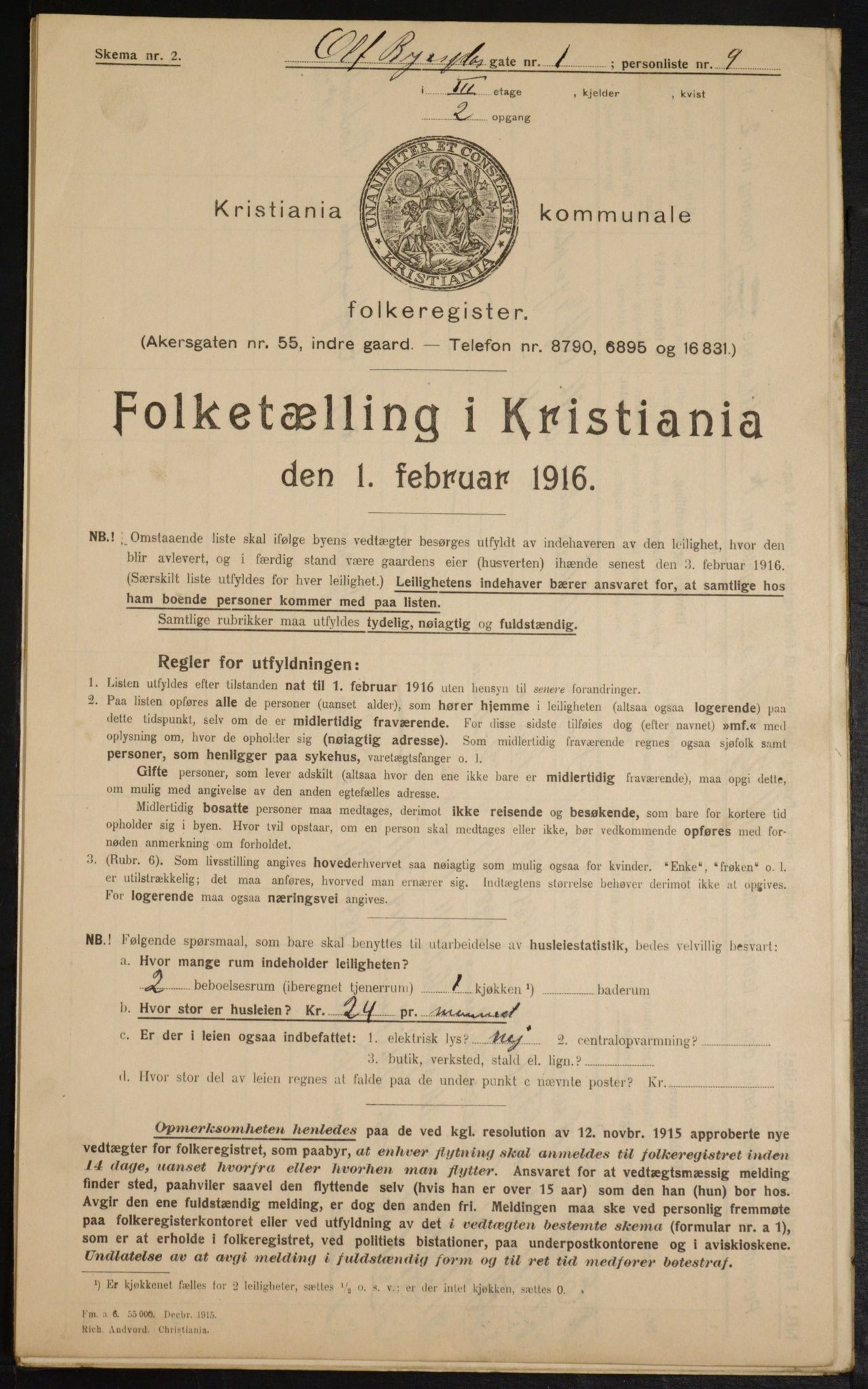 OBA, Municipal Census 1916 for Kristiania, 1916, p. 76856