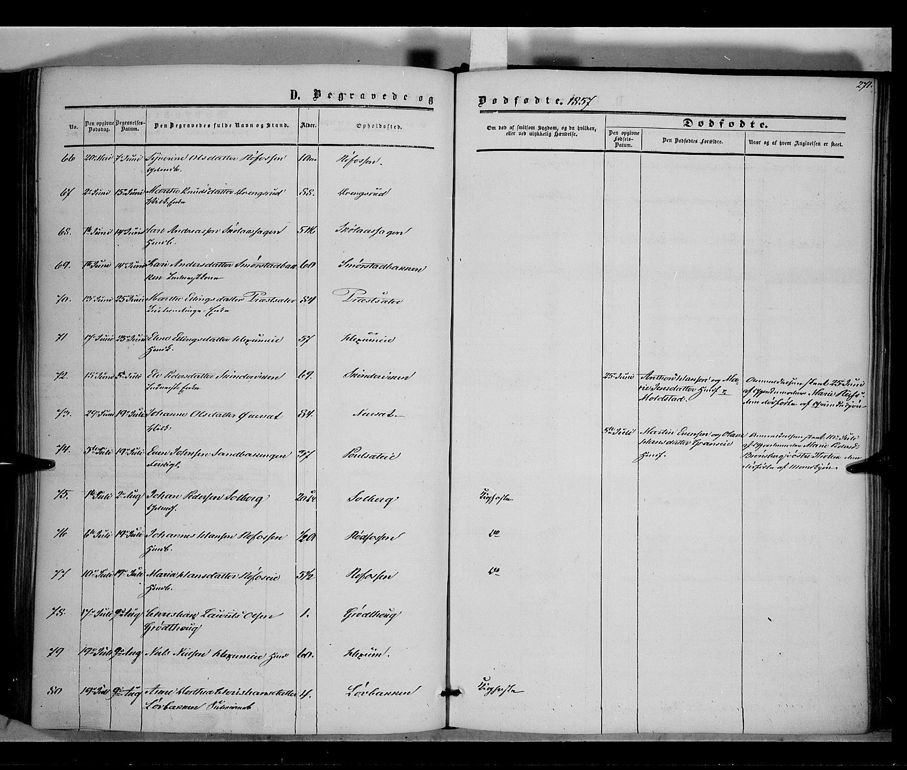 Vestre Toten prestekontor, SAH/PREST-108/H/Ha/Haa/L0006: Parish register (official) no. 6, 1856-1861, p. 271
