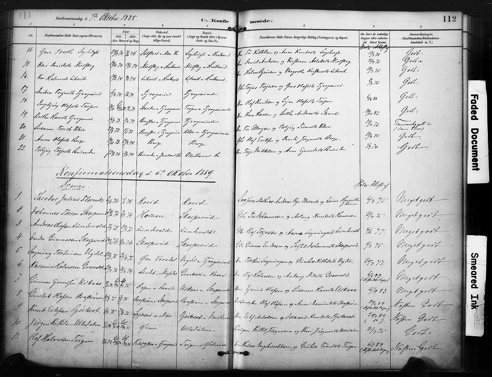 Kviteseid kirkebøker, SAKO/A-276/F/Fa/L0008: Parish register (official) no. I 8, 1882-1903, p. 112