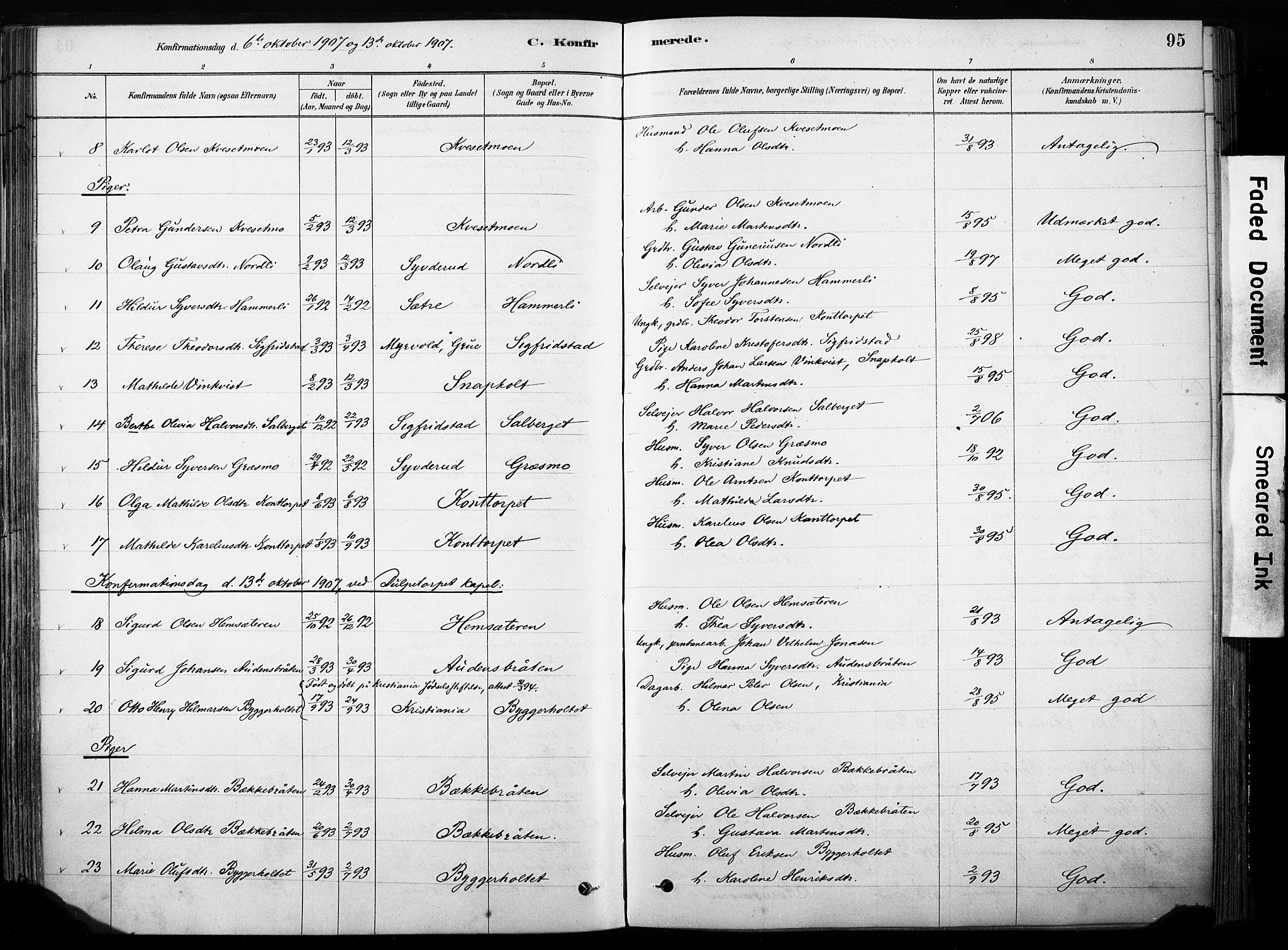 Hof prestekontor, AV/SAH-PREST-038/H/Ha/Haa/L0011: Parish register (official) no. 11, 1879-1911, p. 95